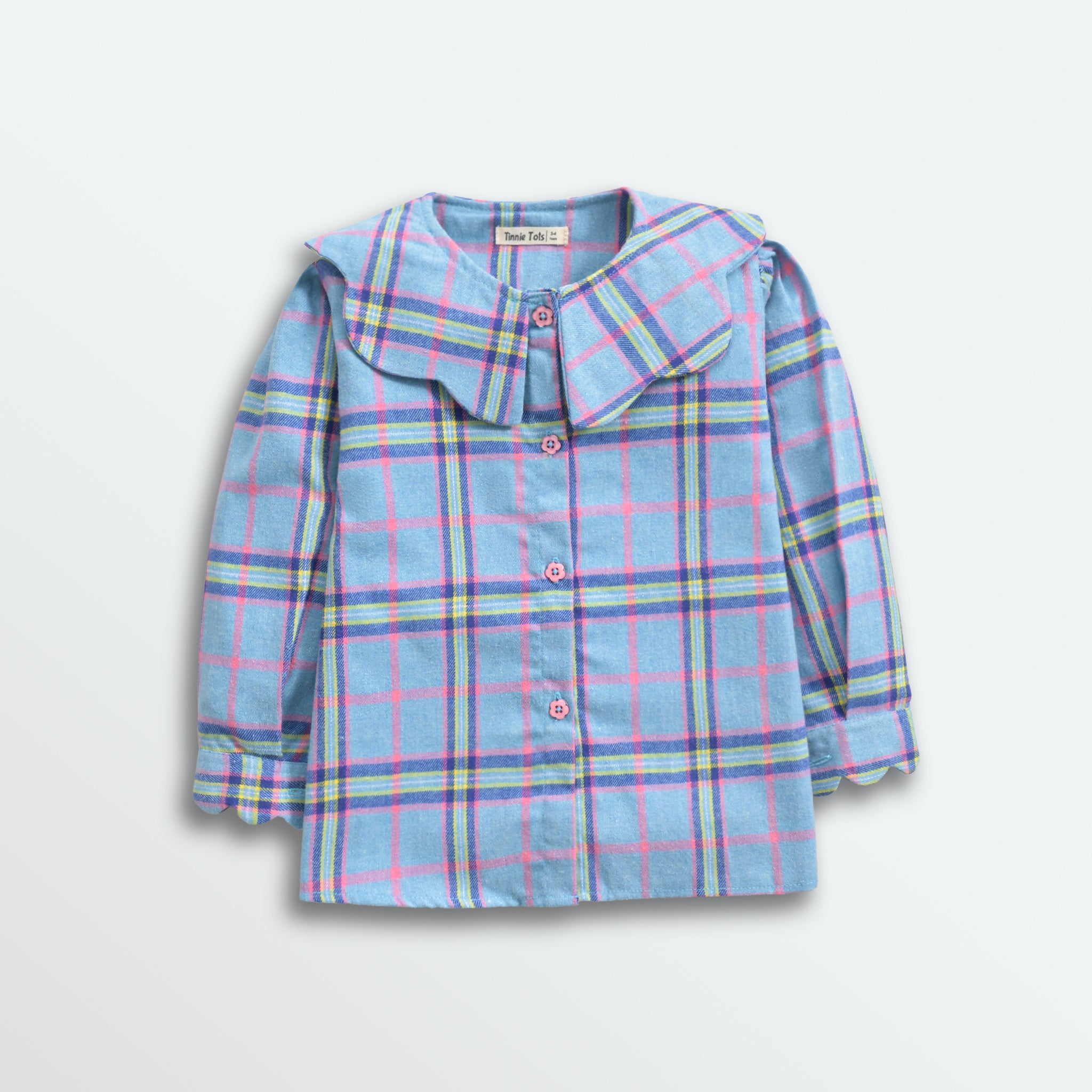 Sky Checkered Flannel Top