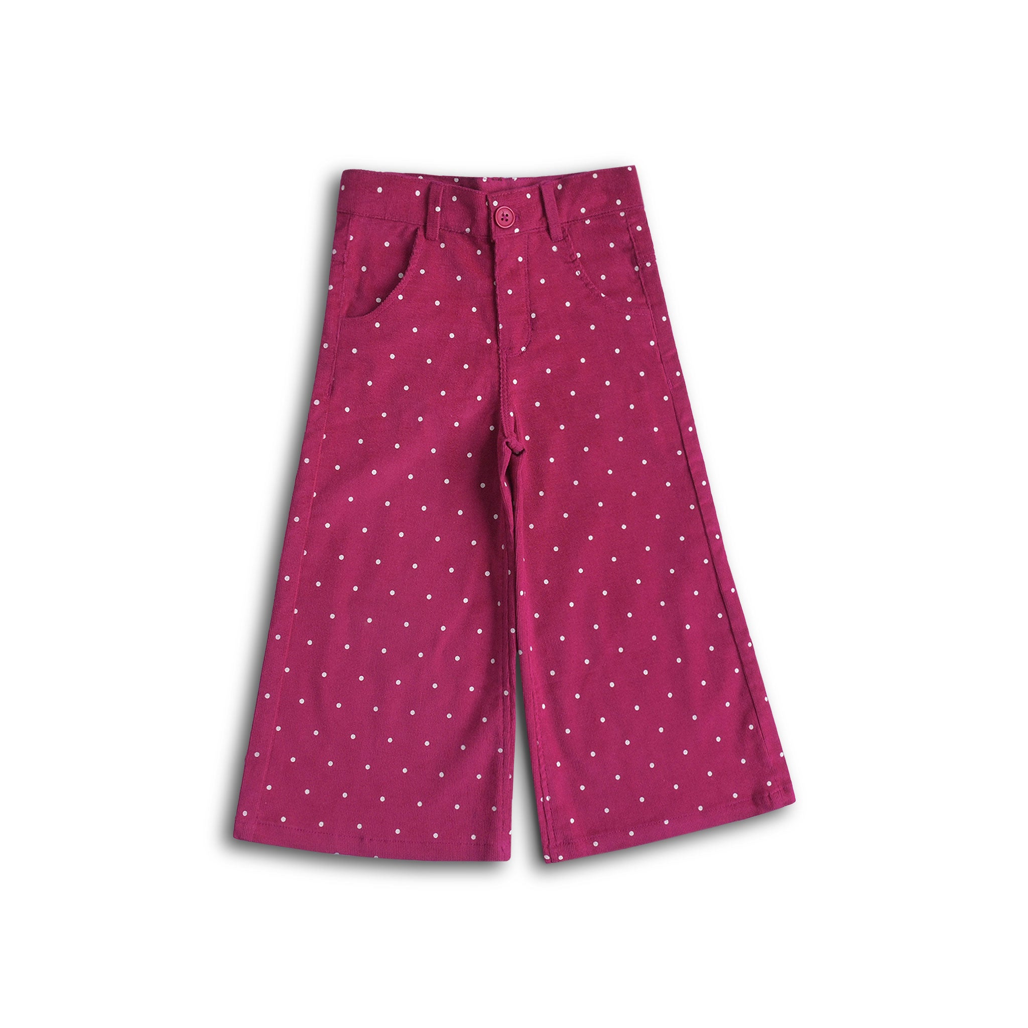 Pink Polka Corduroy Flared Pants