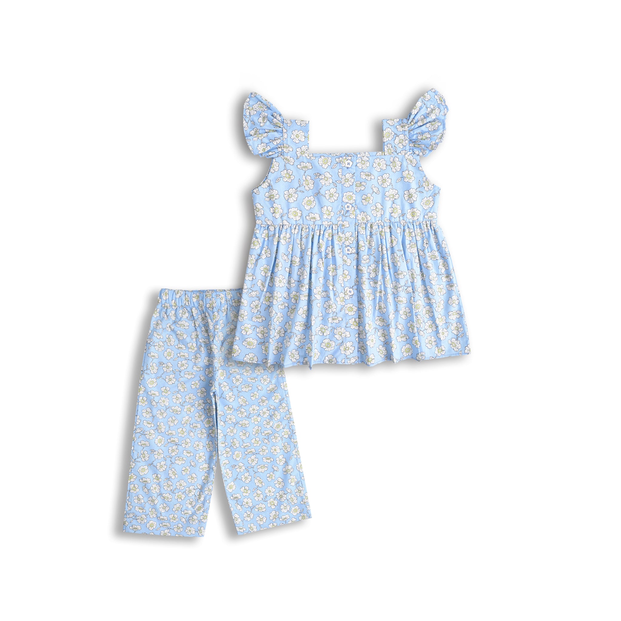 Ice Blue Floral Co-ord Set (2pc)