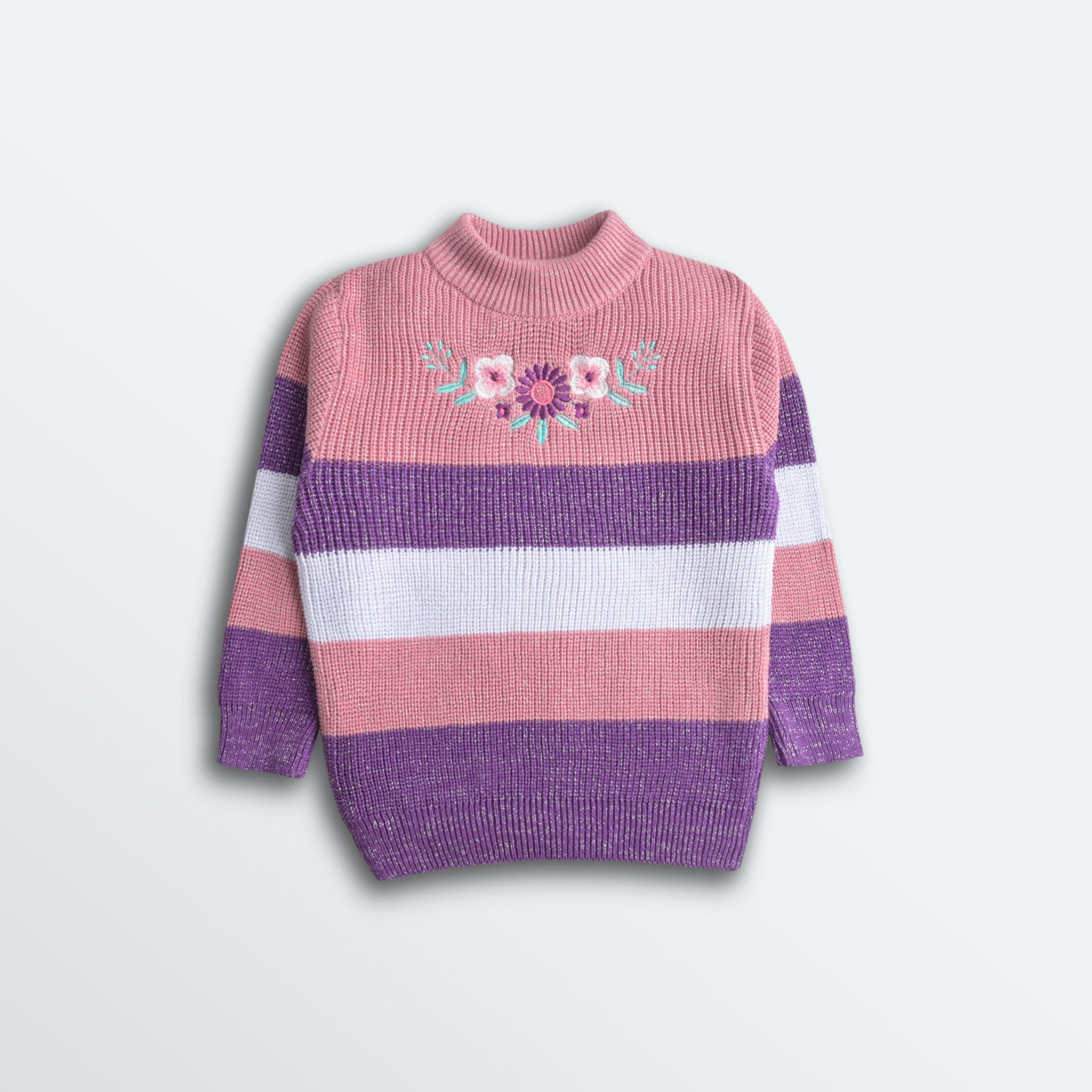Floral Embroidered Mockneck Sweater