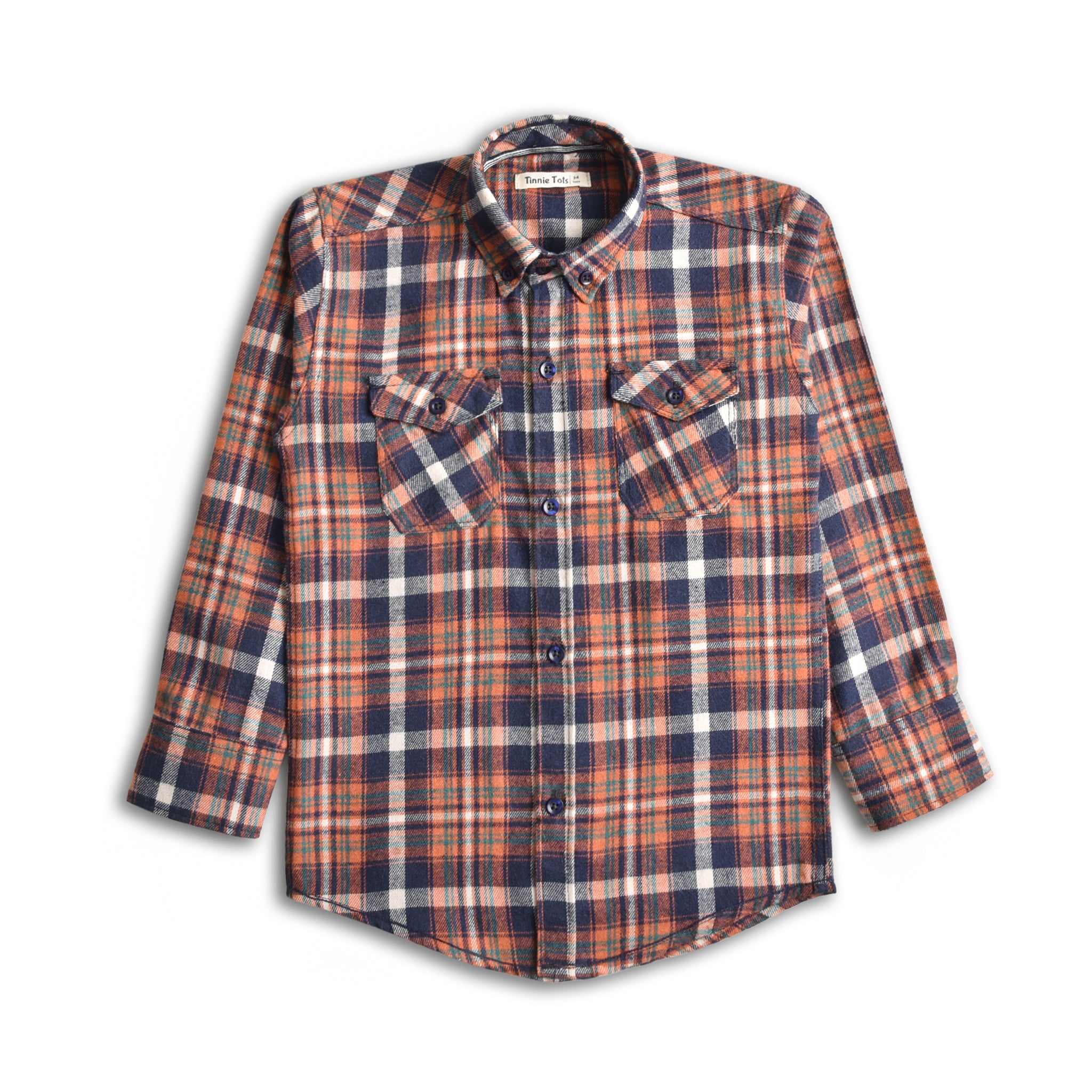 Rust & Blue Flannel Plaided Shirt