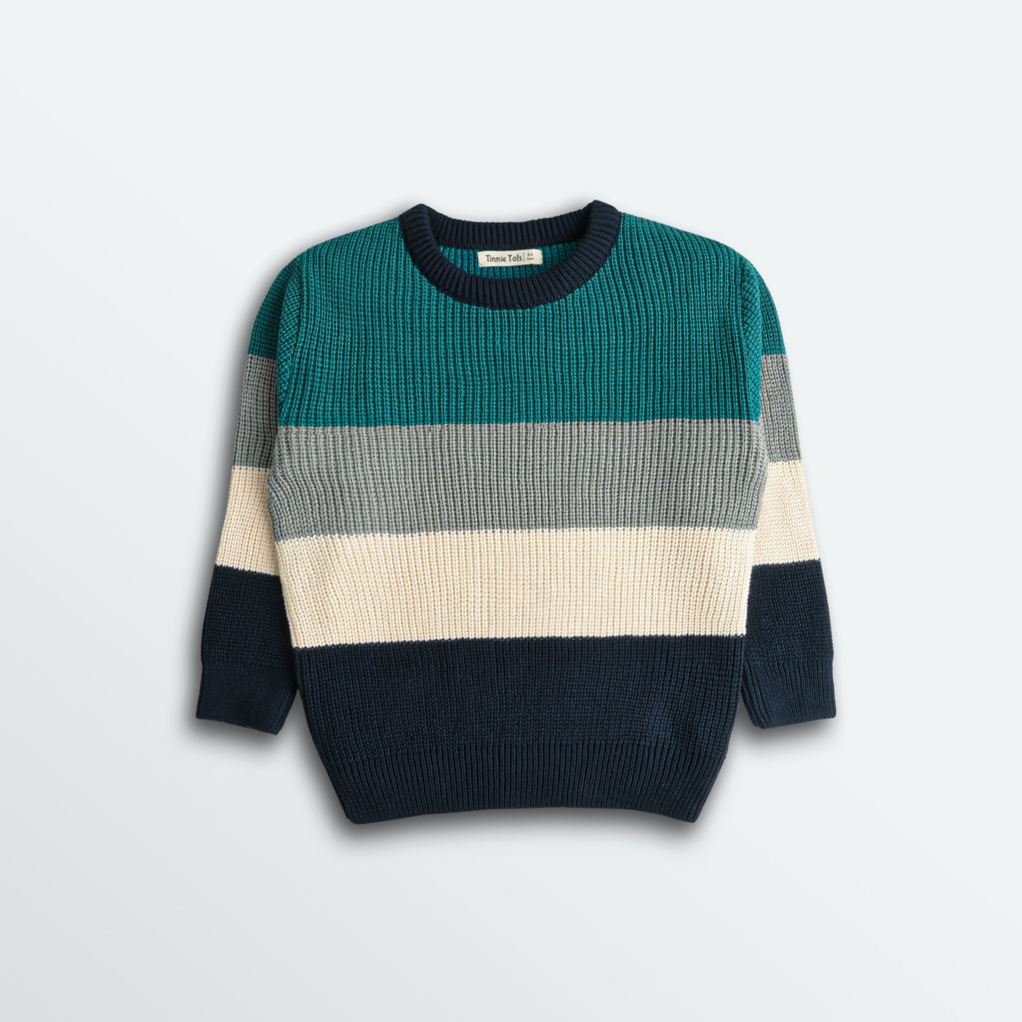 Aqua Striped Chunky Knit Sweater