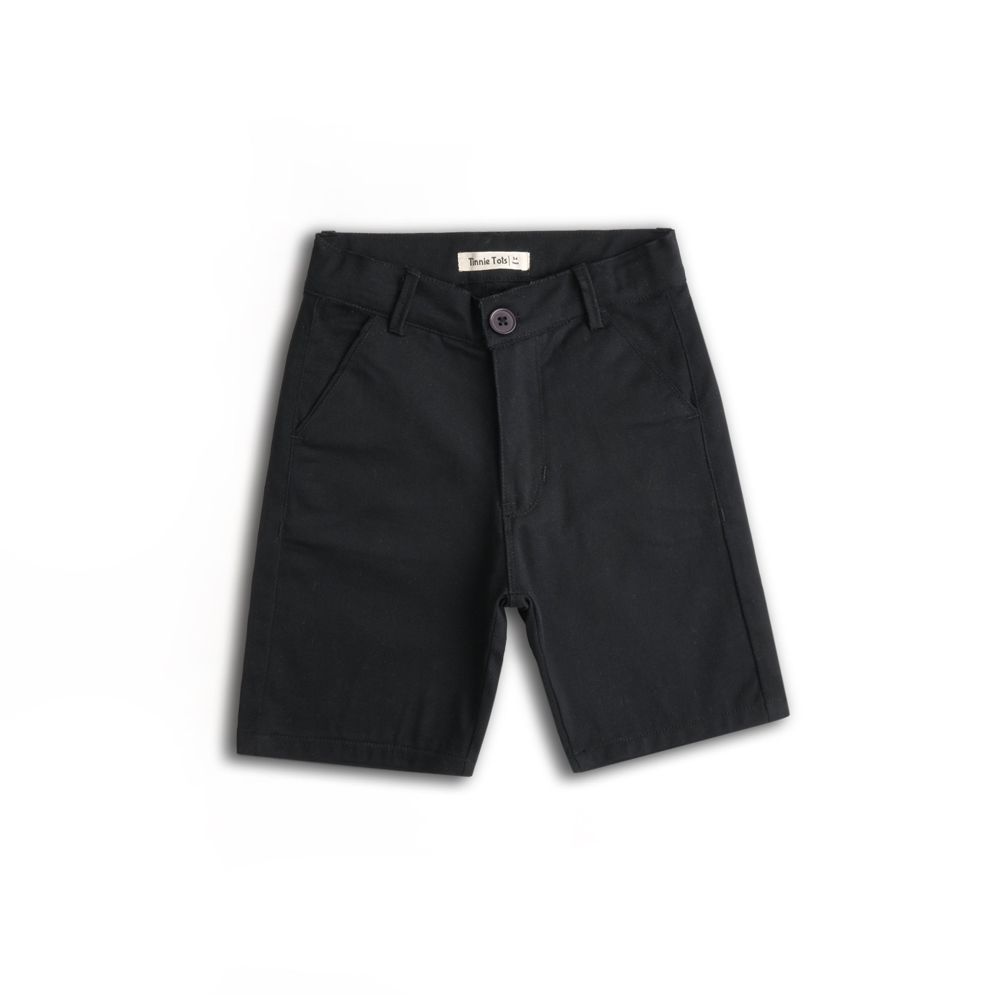 Jet Black Cotton Shorts
