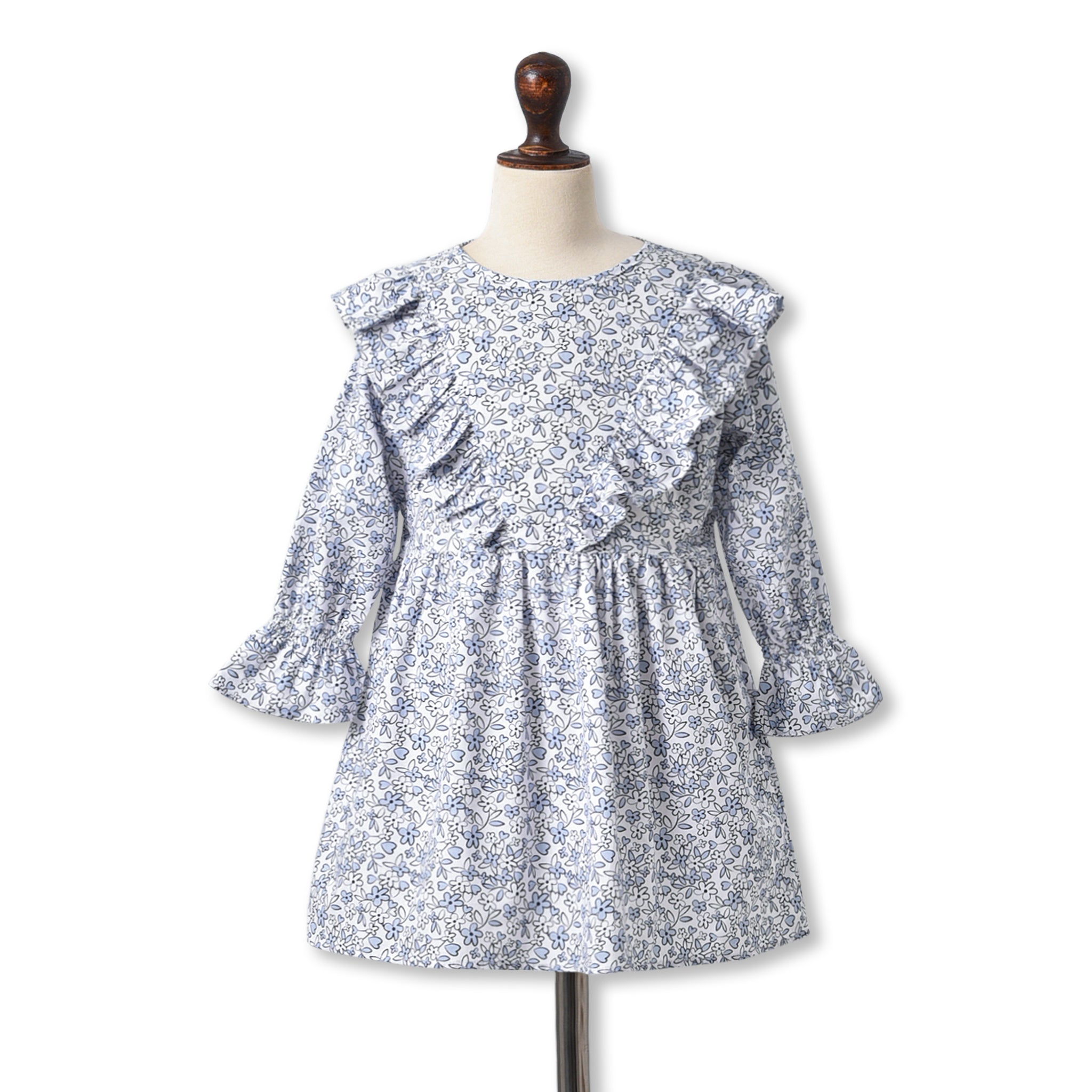 Floral Blue Cotton Frock