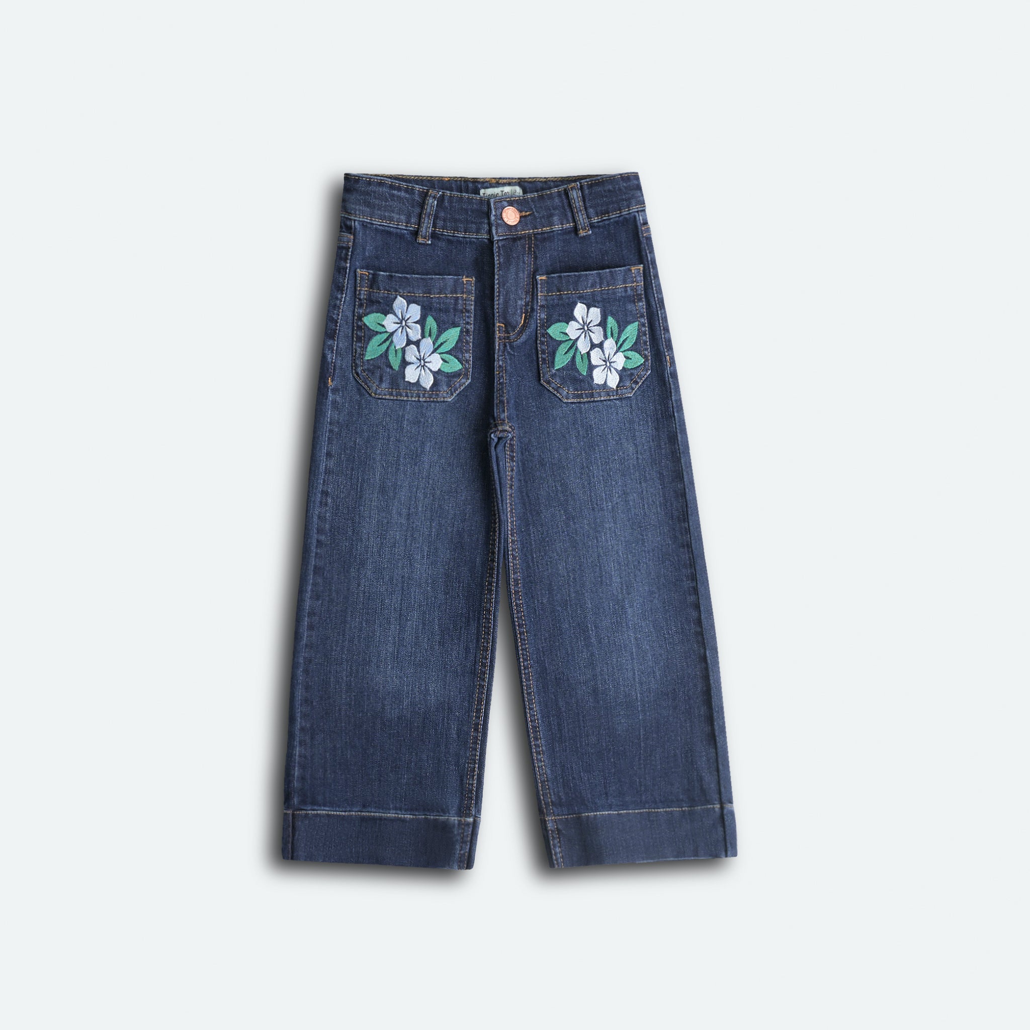 Floral Embroidered Flared Jeans