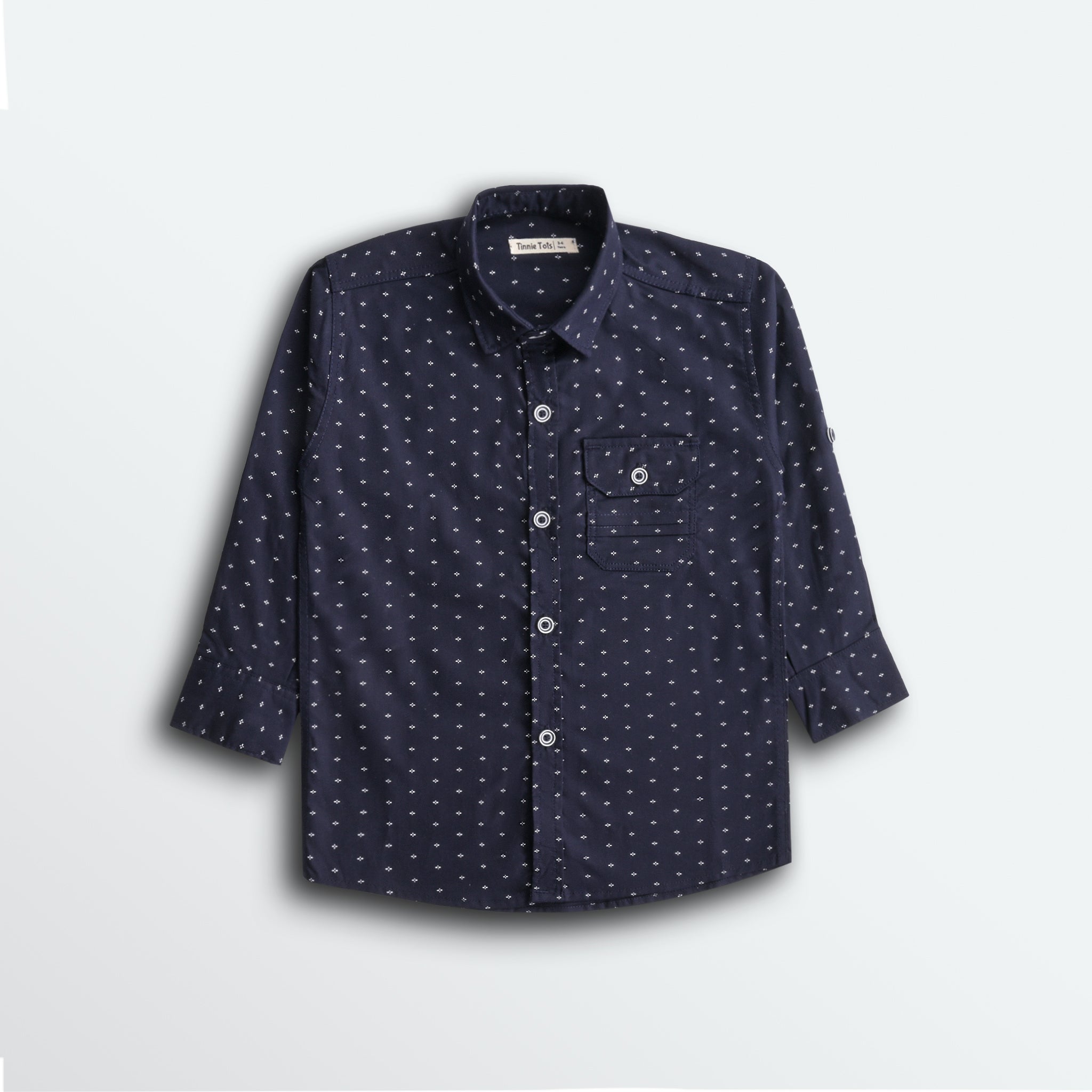 Midnight Blue Printed Full Sleeves Shirt