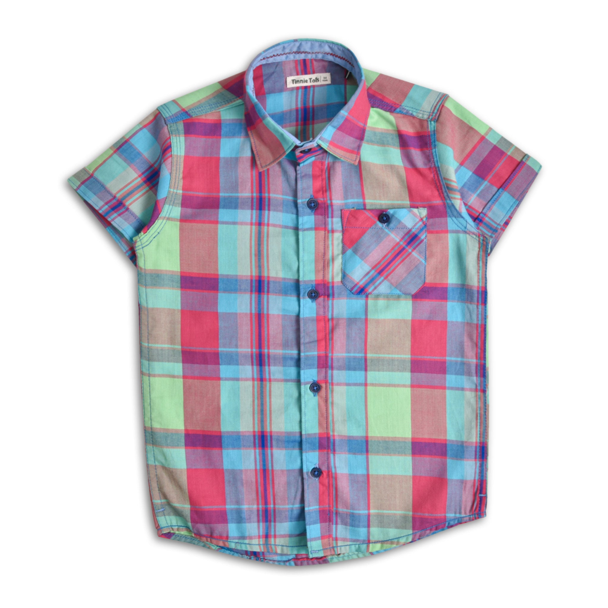 Rainbow Checkered Casual Shirt