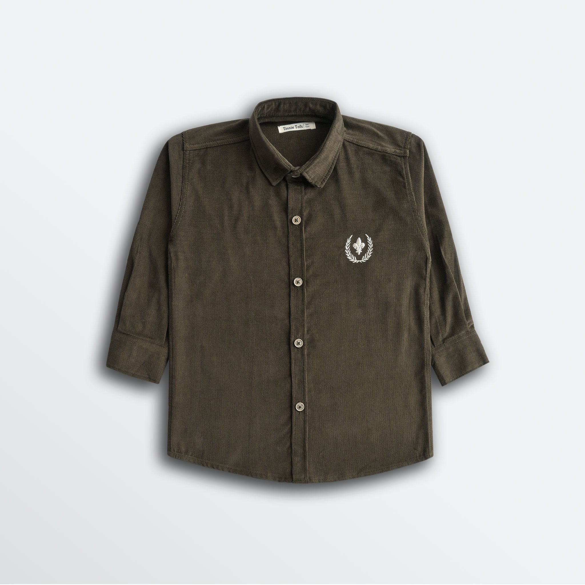 Olive Corduroy Full Sleeves Shirt