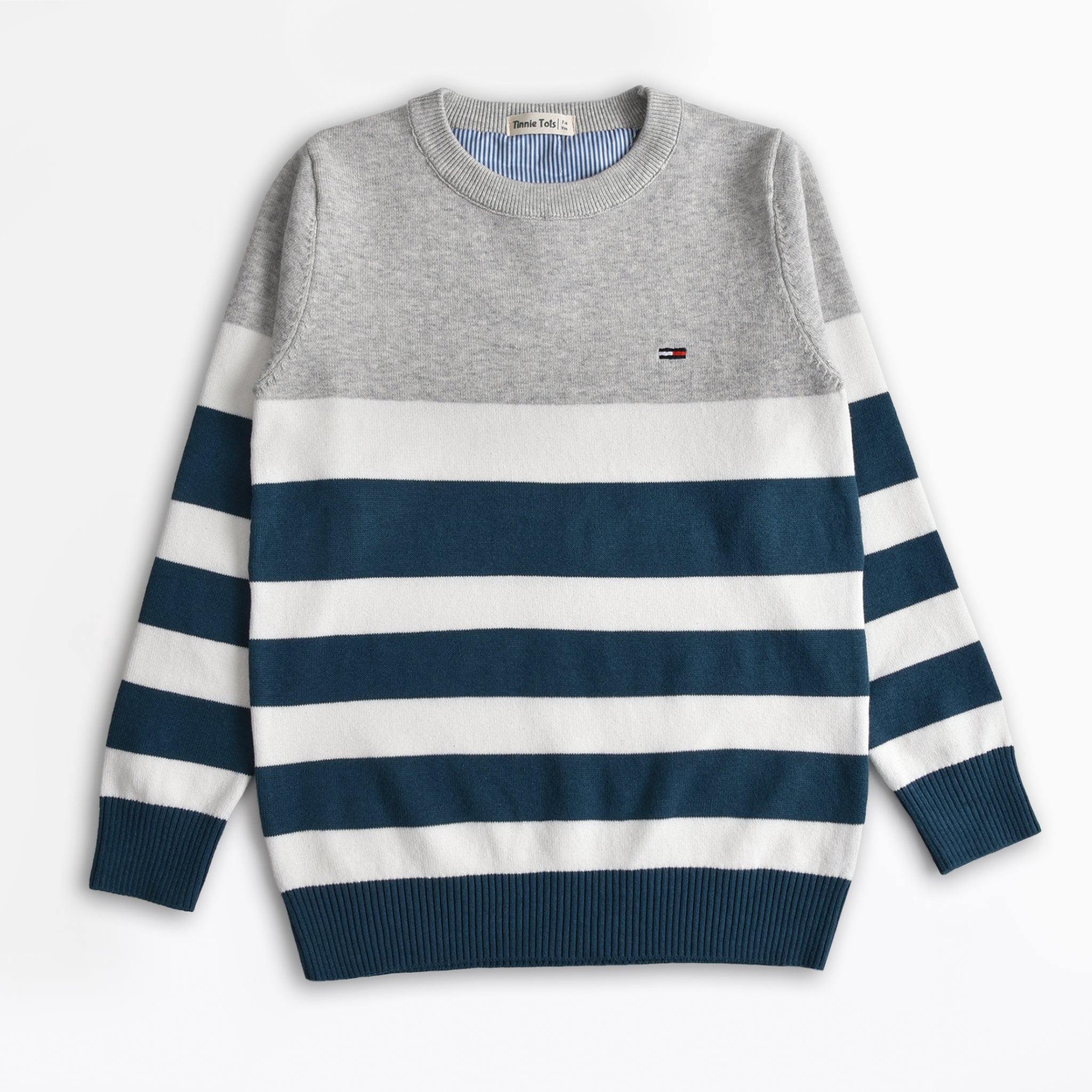 Teal & Grey Striped Sweater