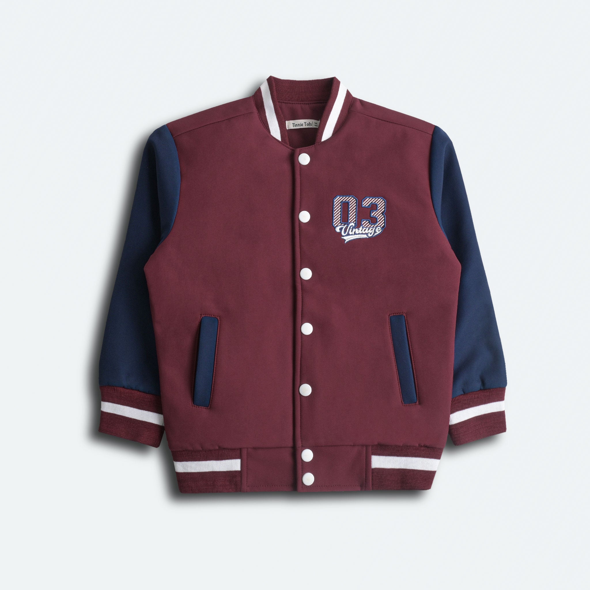 Maroon & Navy Bomber Quilted Jacket