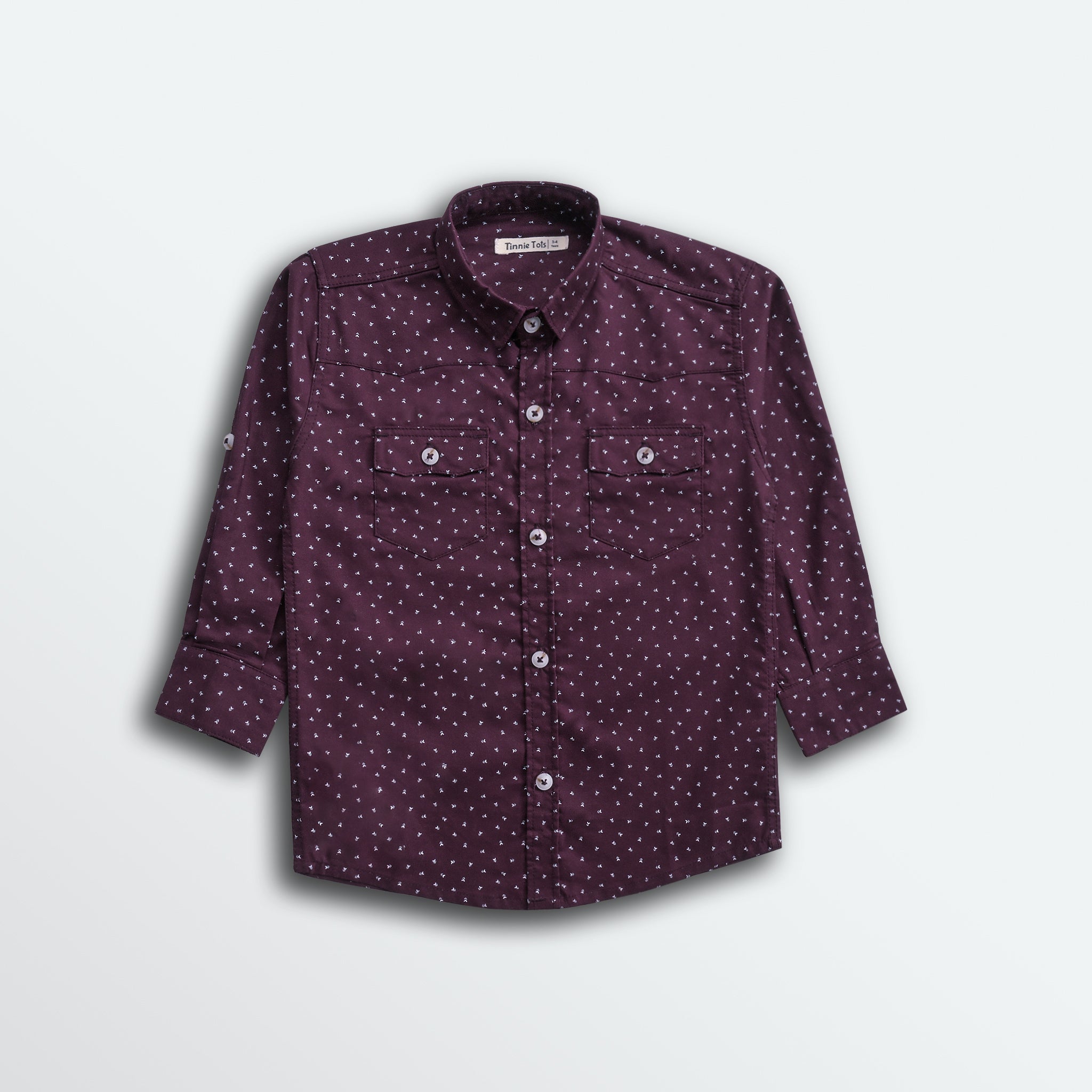 Burgundy Printed Full Sleeves Shirt