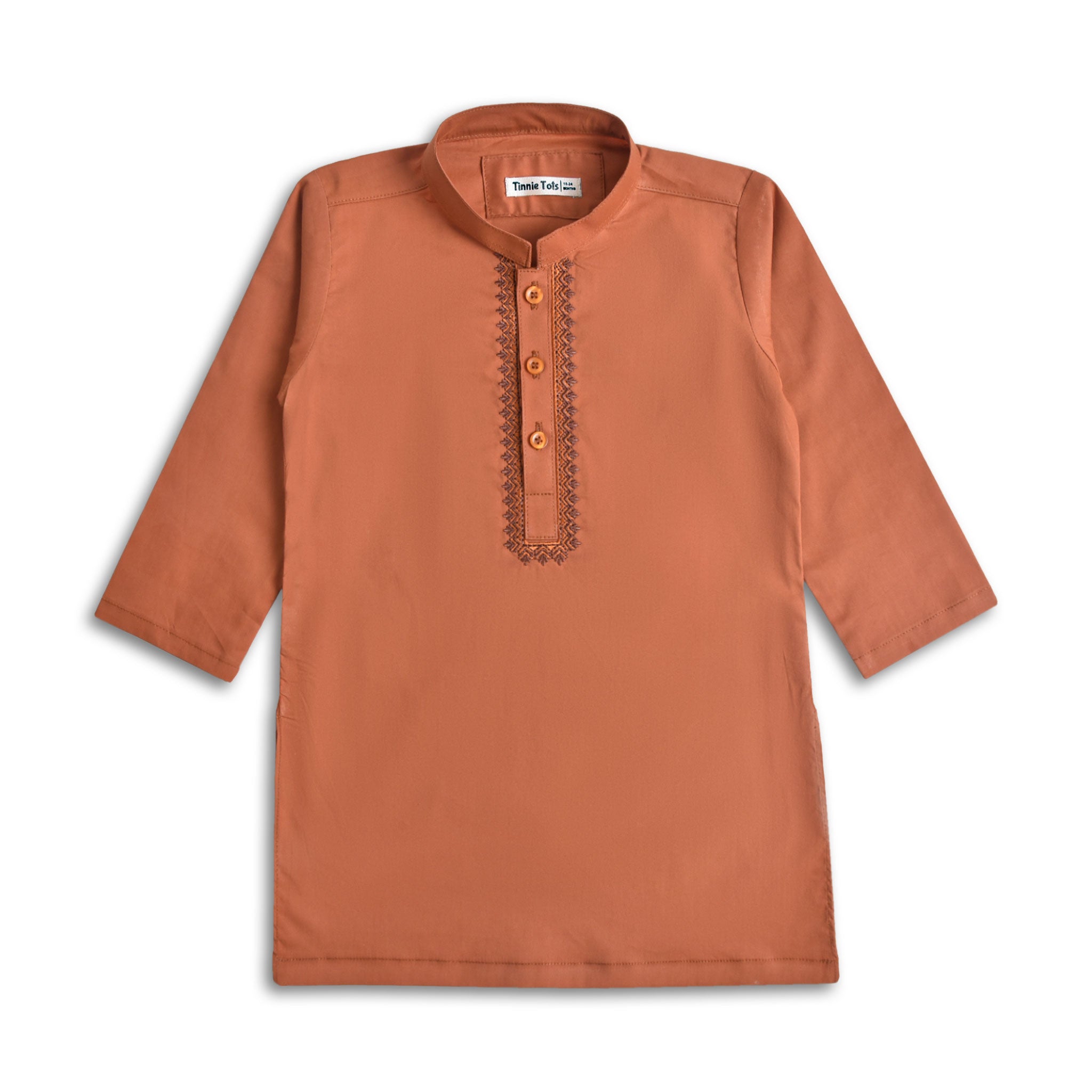 Rust Embroidered Infants Kurta