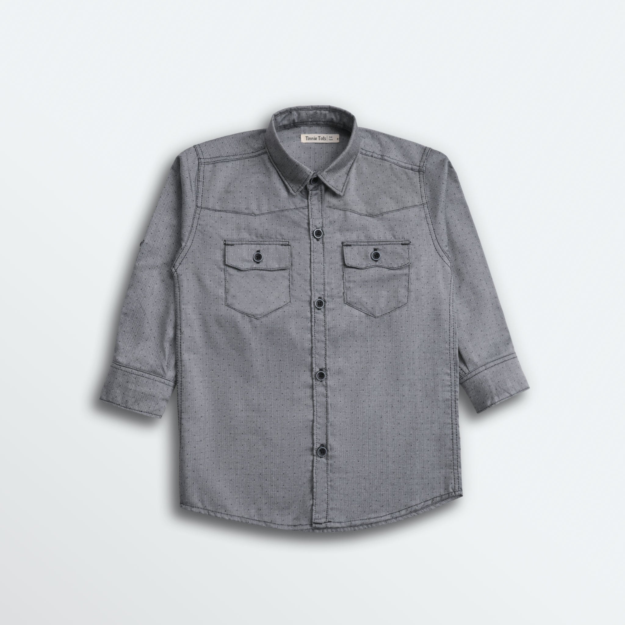 Grey Doted Full Sleeves Shirt