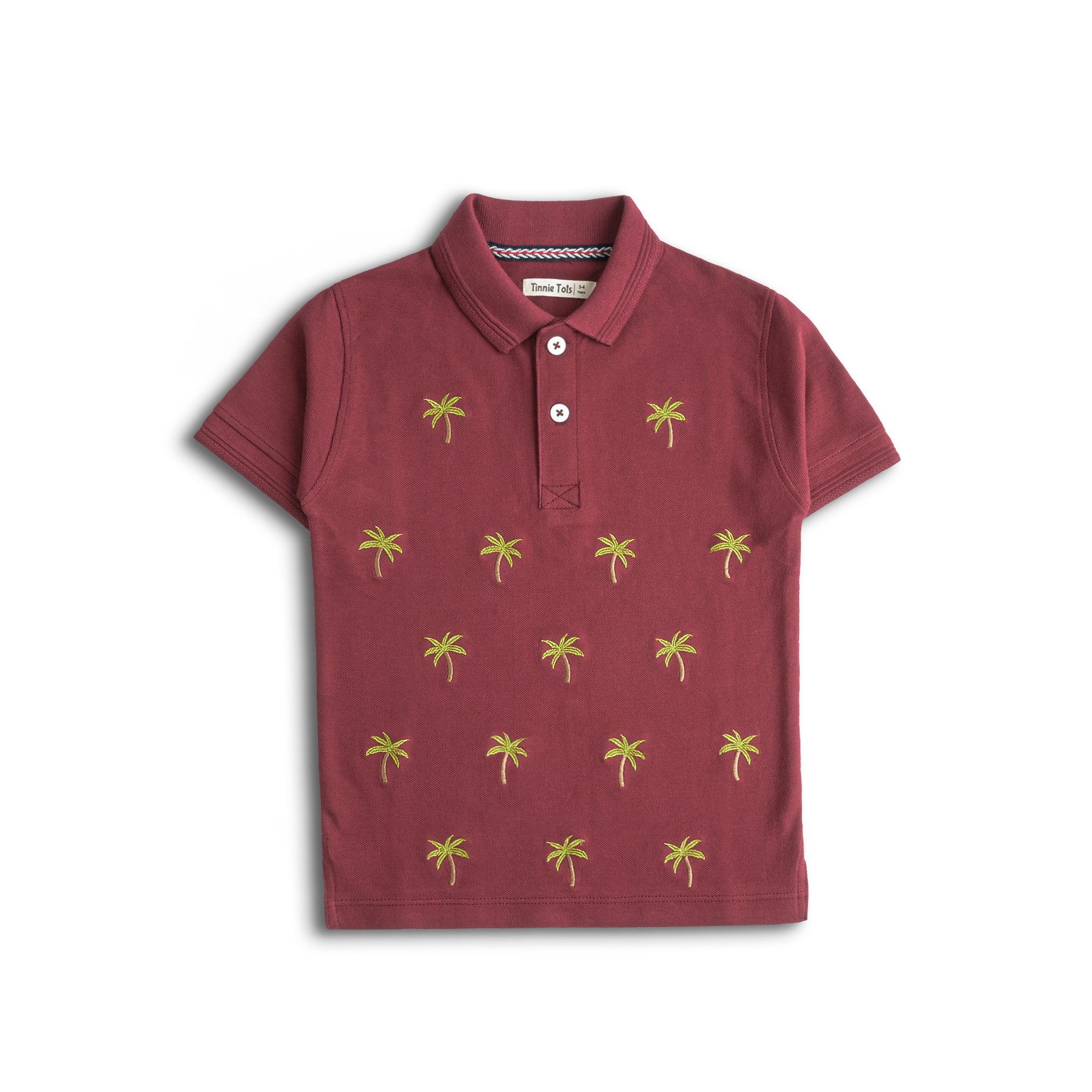 Maroon Palm Trees Polo Shirt
