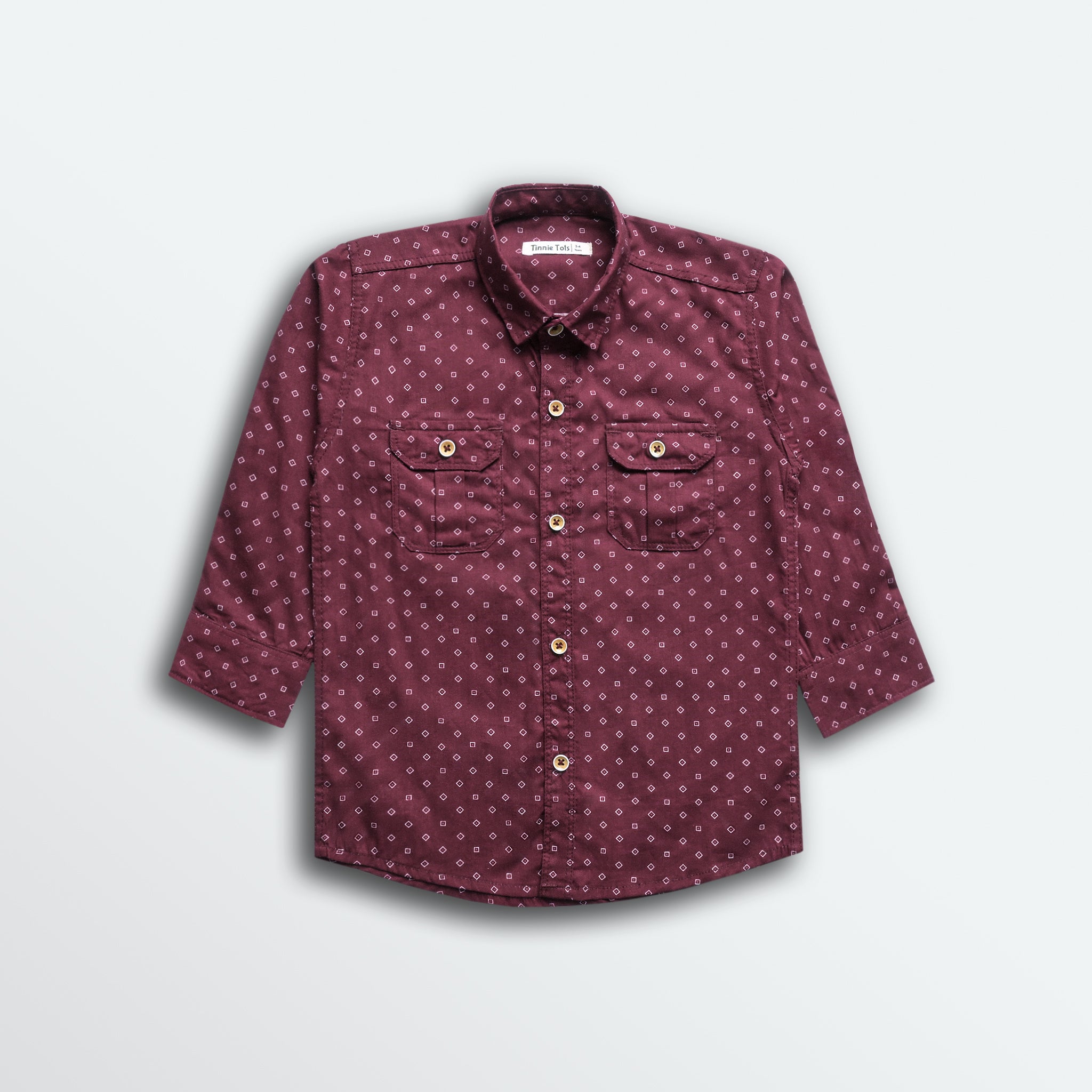 Maroon Doted Full Sleeves Shirt