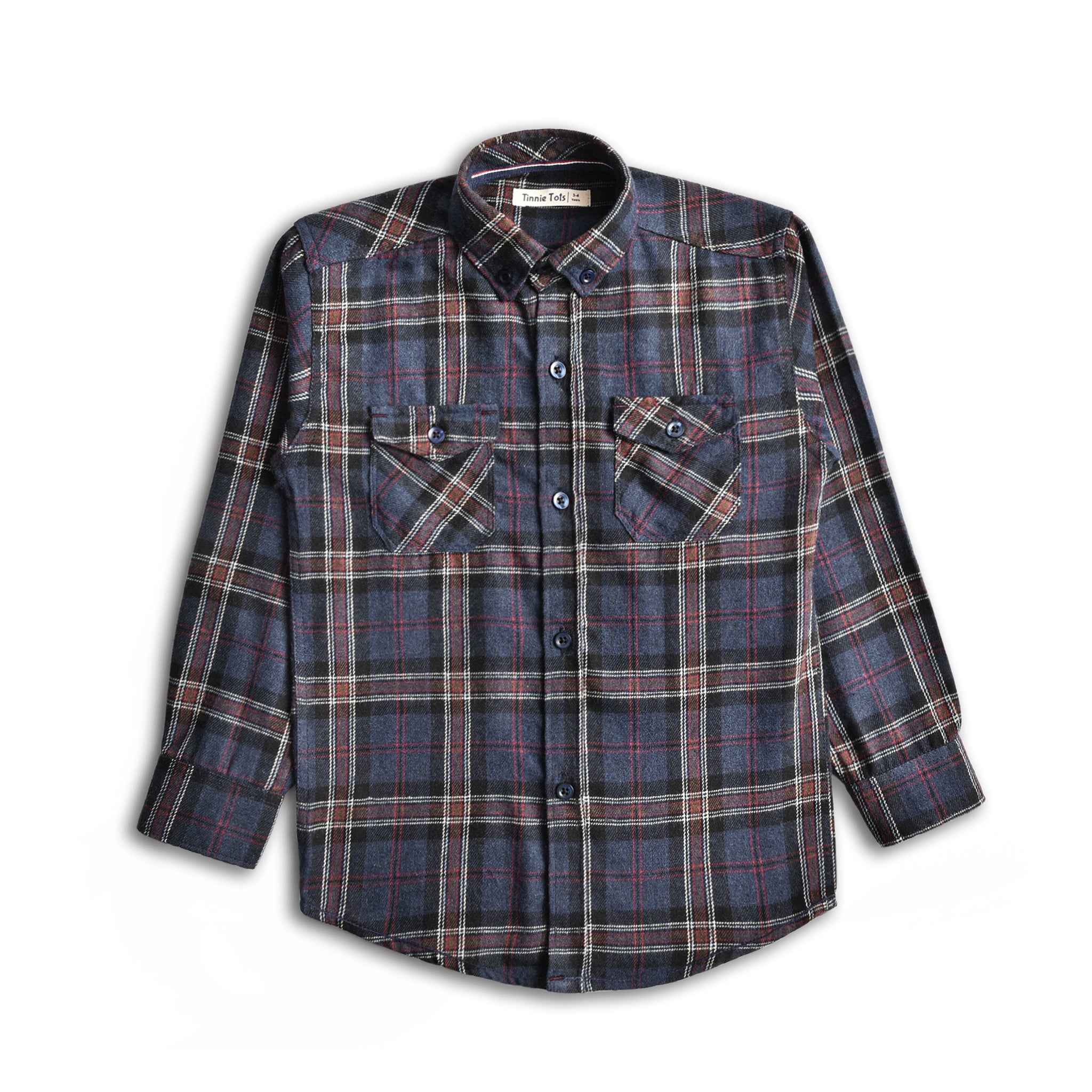 Navy Flannel Plaided Shirt