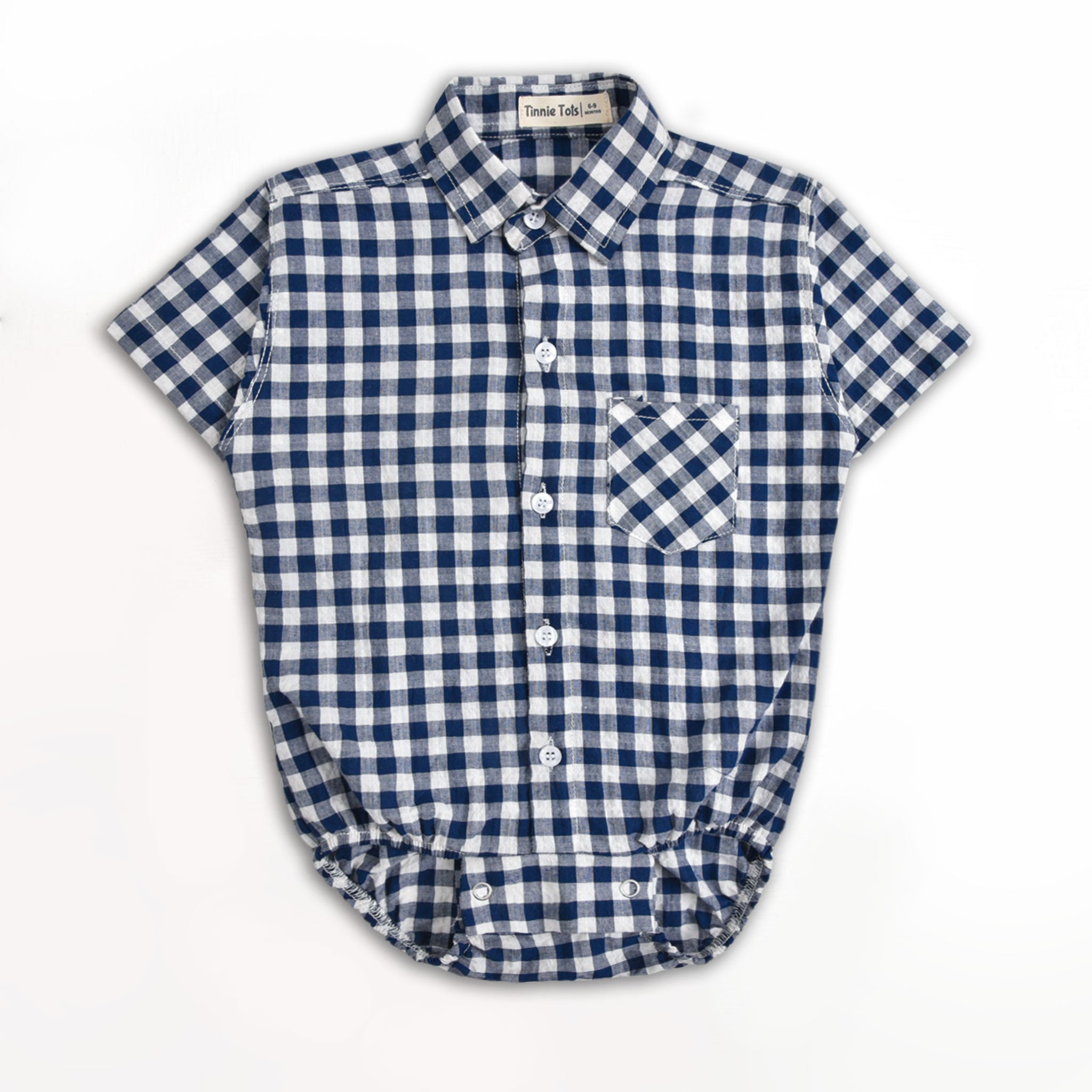 Blue Checkered Romper Shirt