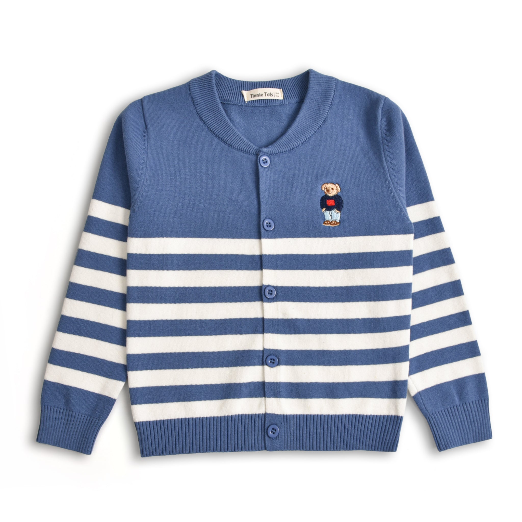 Mid Blue Striped Cardigan