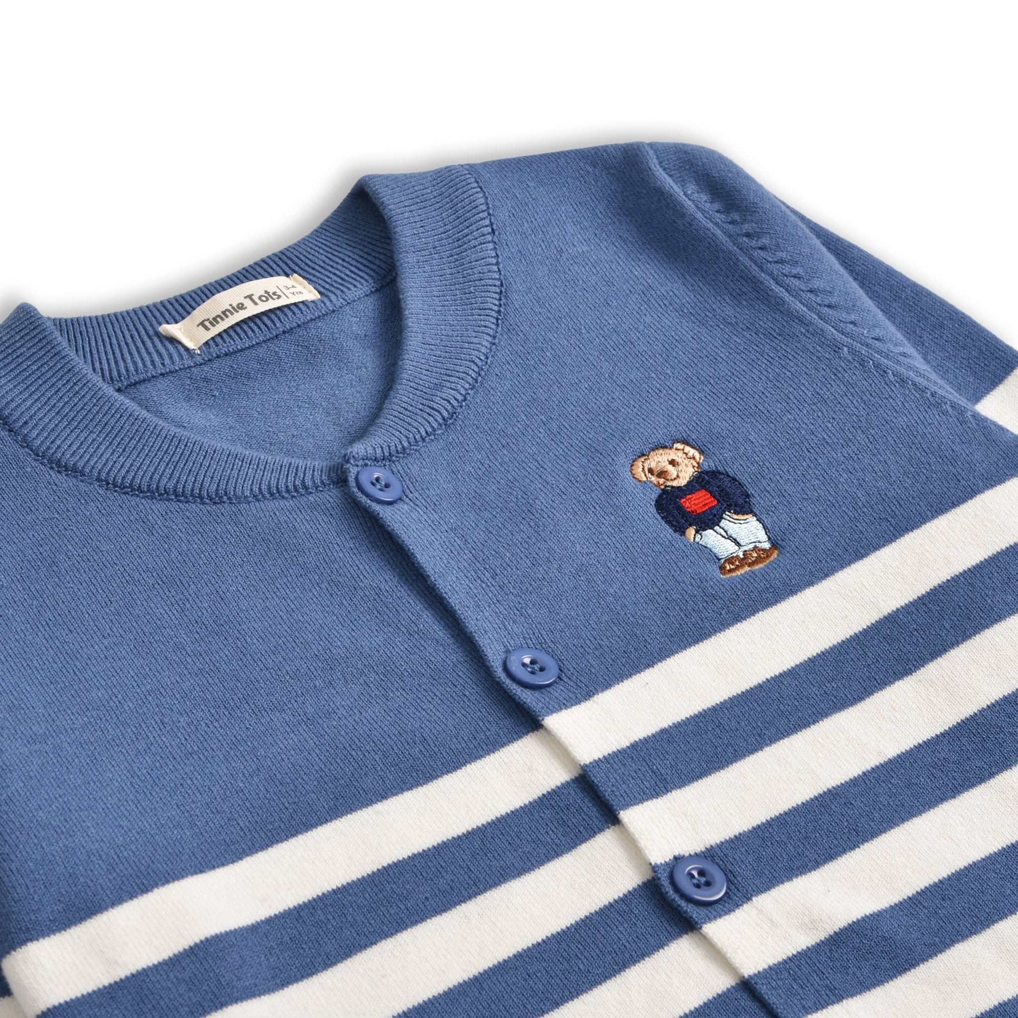 Mid Blue Striped Cardigan