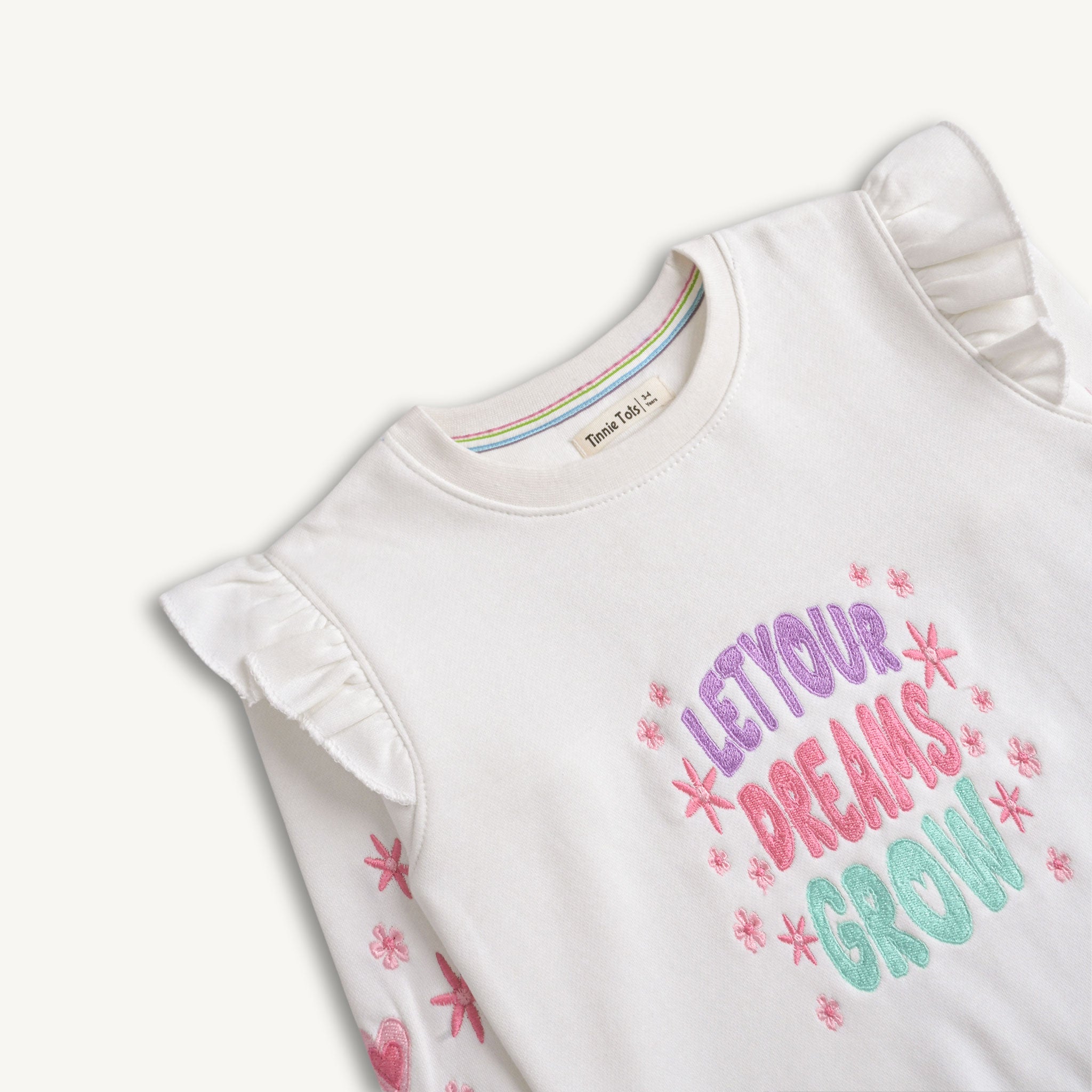 Embroidered Ruffle detail Sweatshirt