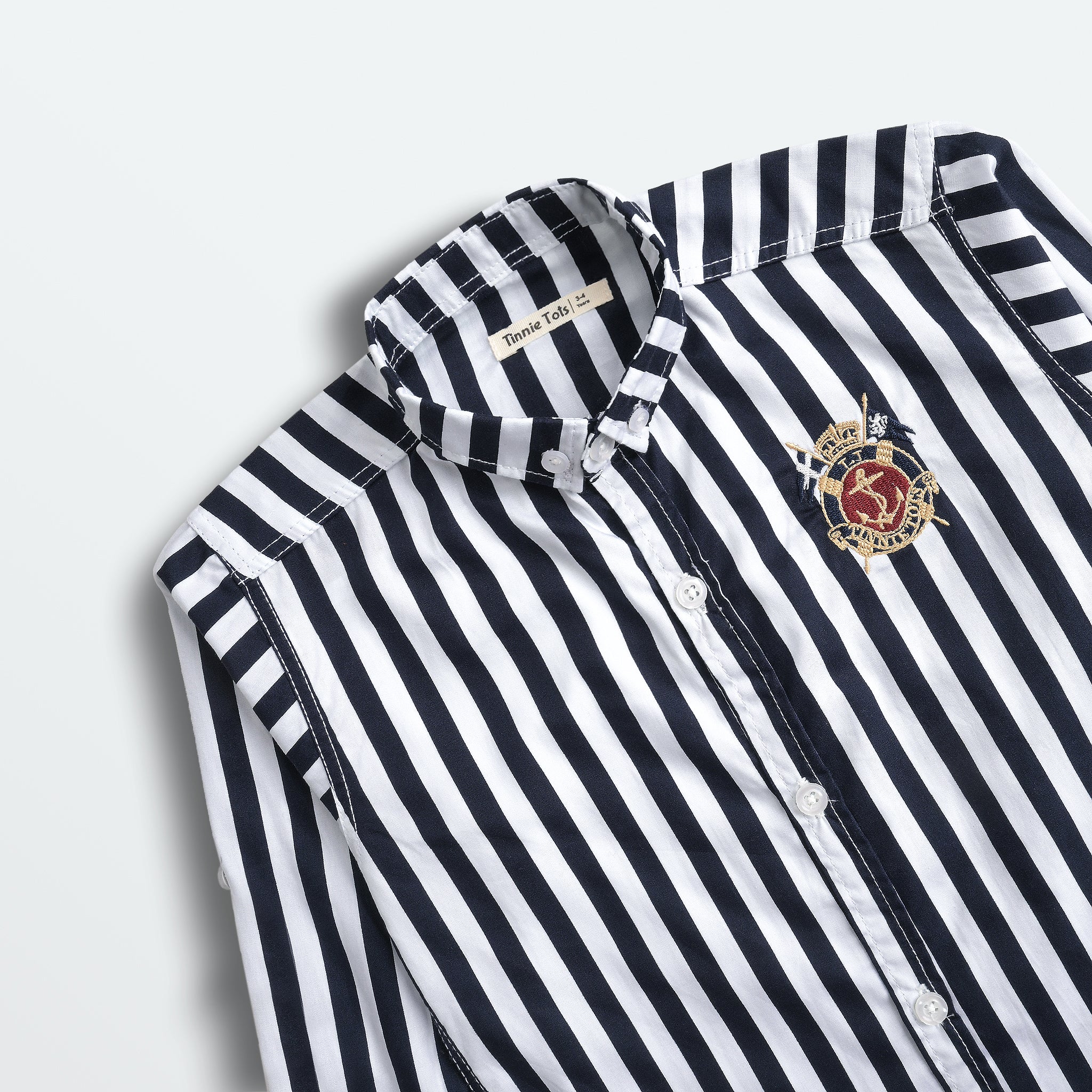 Navy Striped Full Sleeves Shirt
