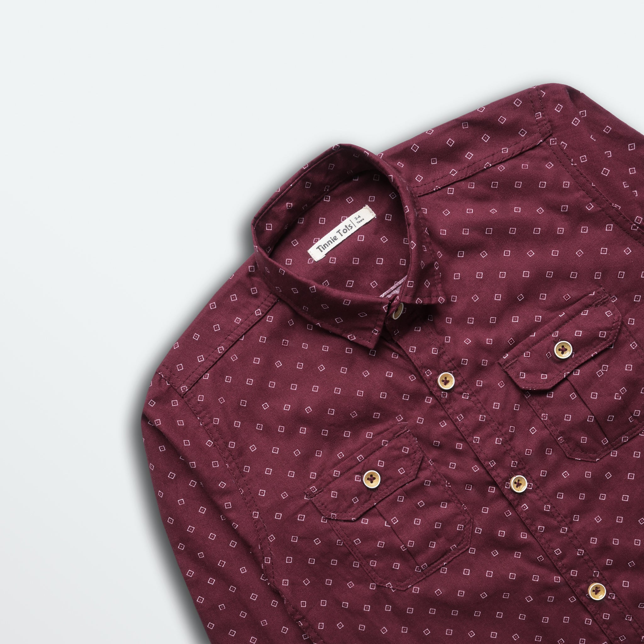 Maroon Doted Full Sleeves Shirt