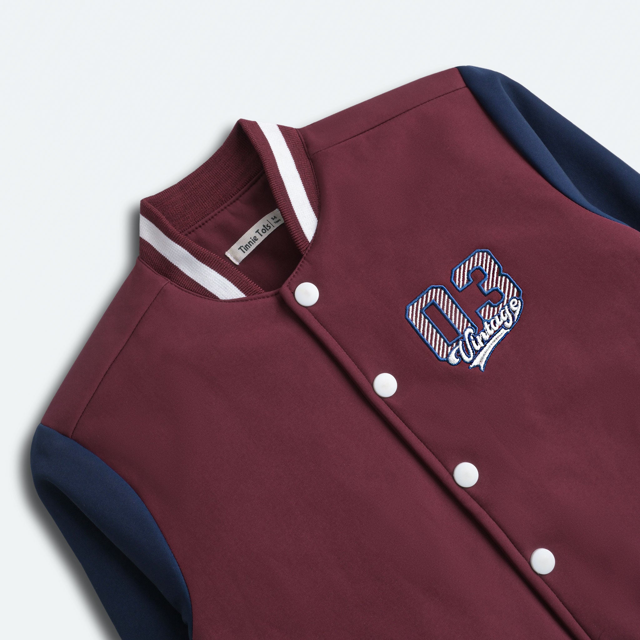 Maroon & Navy Bomber Quilted Jacket