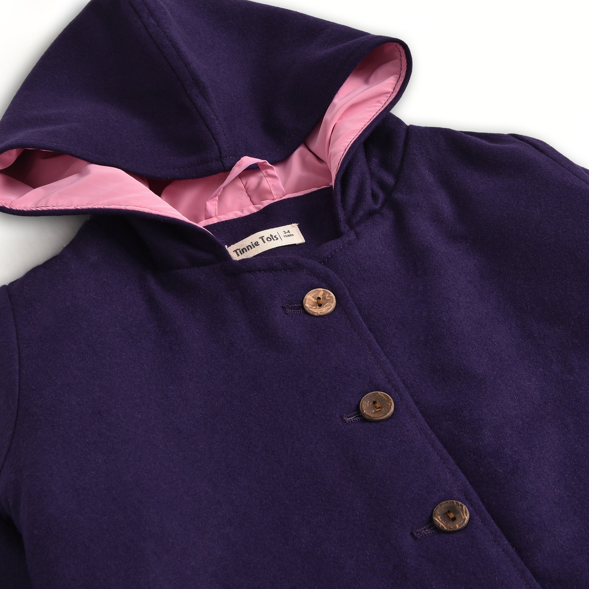 Purple Hooded Long Coat