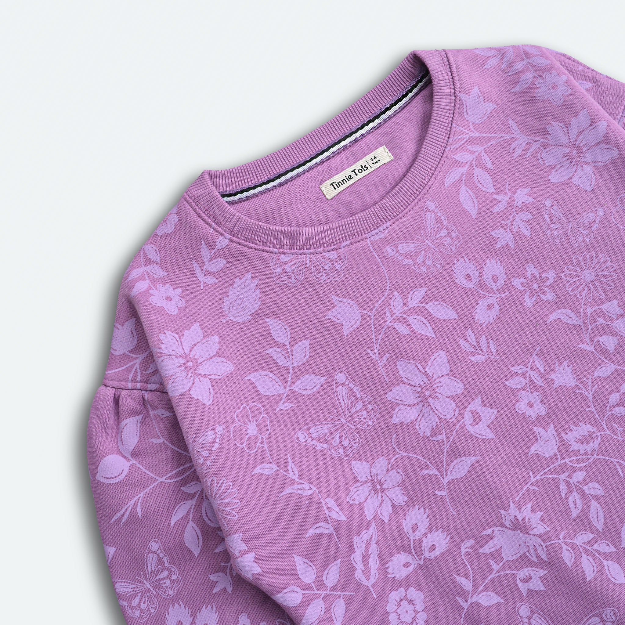 Drop Shoulder Floral Sweatshirt