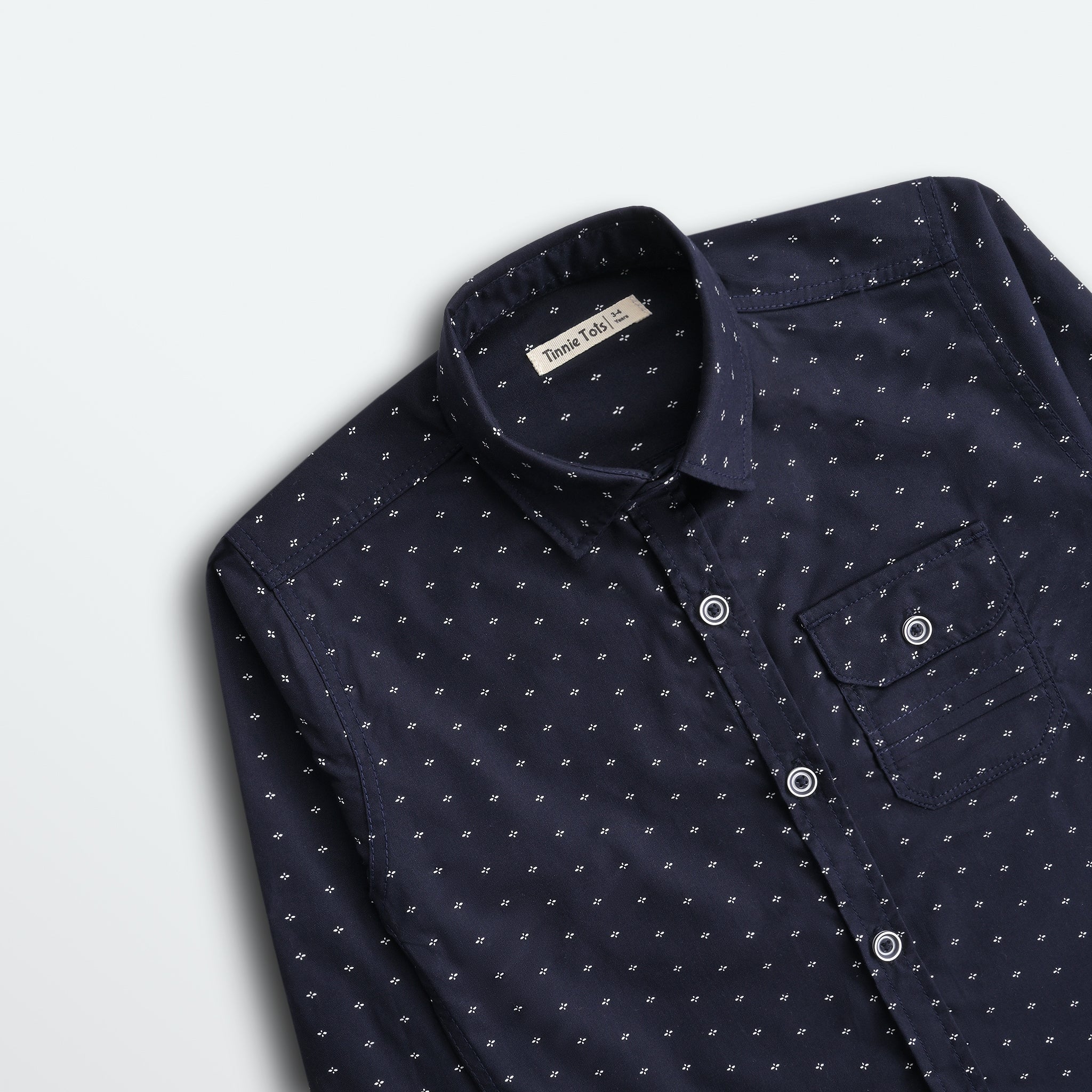 Midnight Blue Printed Full Sleeves Shirt