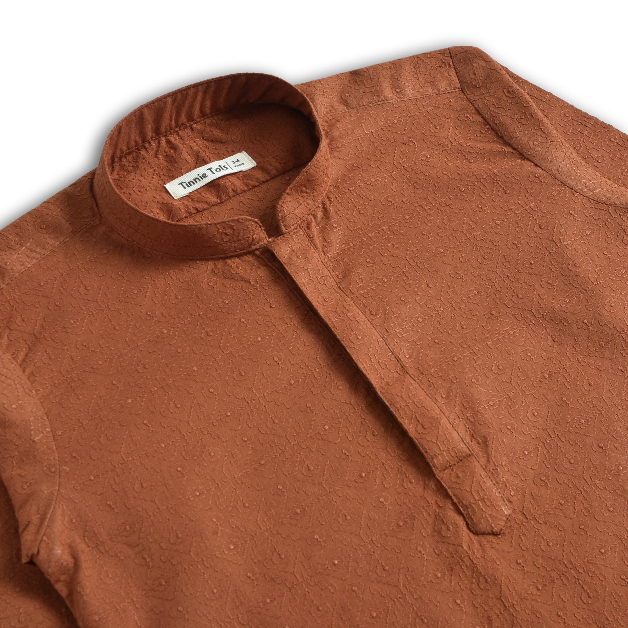 Rust Embroidered Kurta