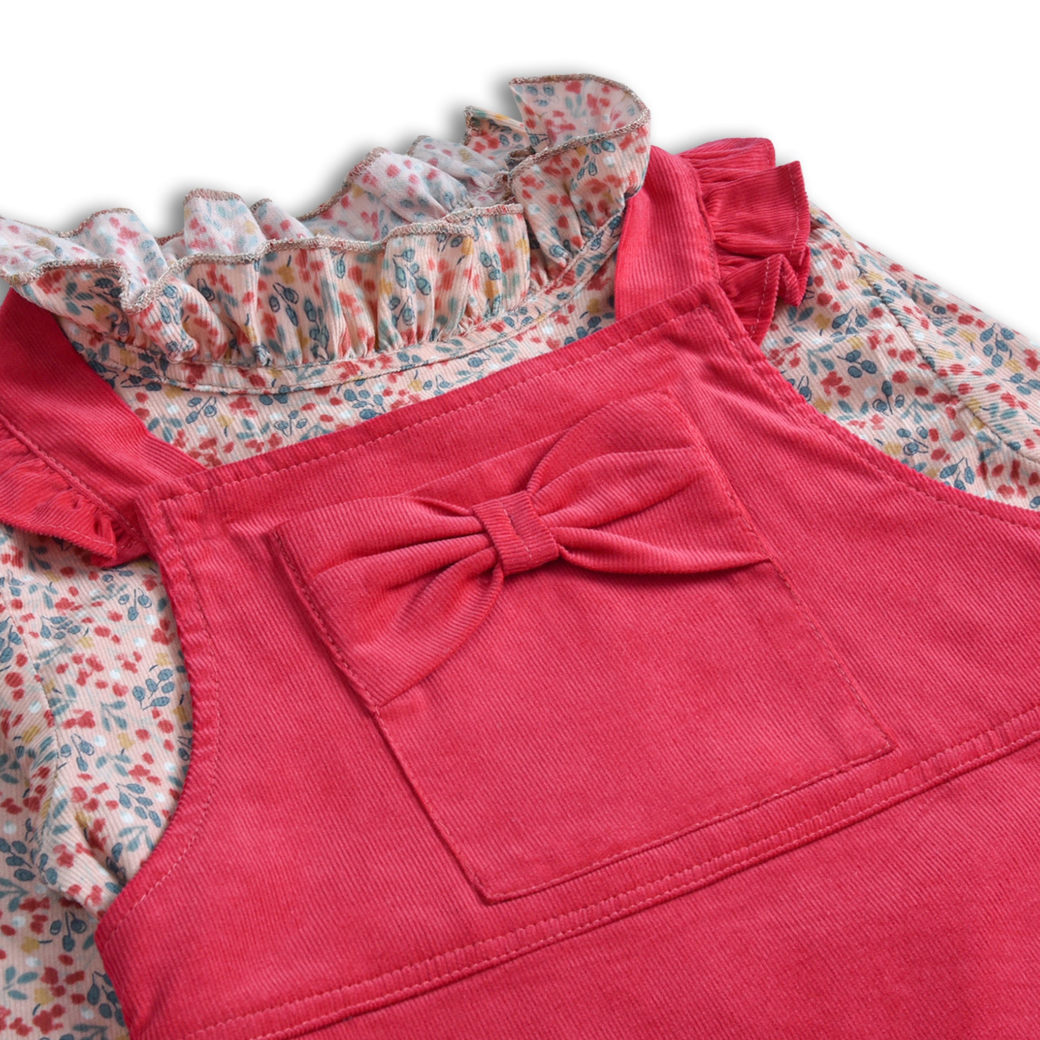 Pink Corduroy Jumper Dress Set