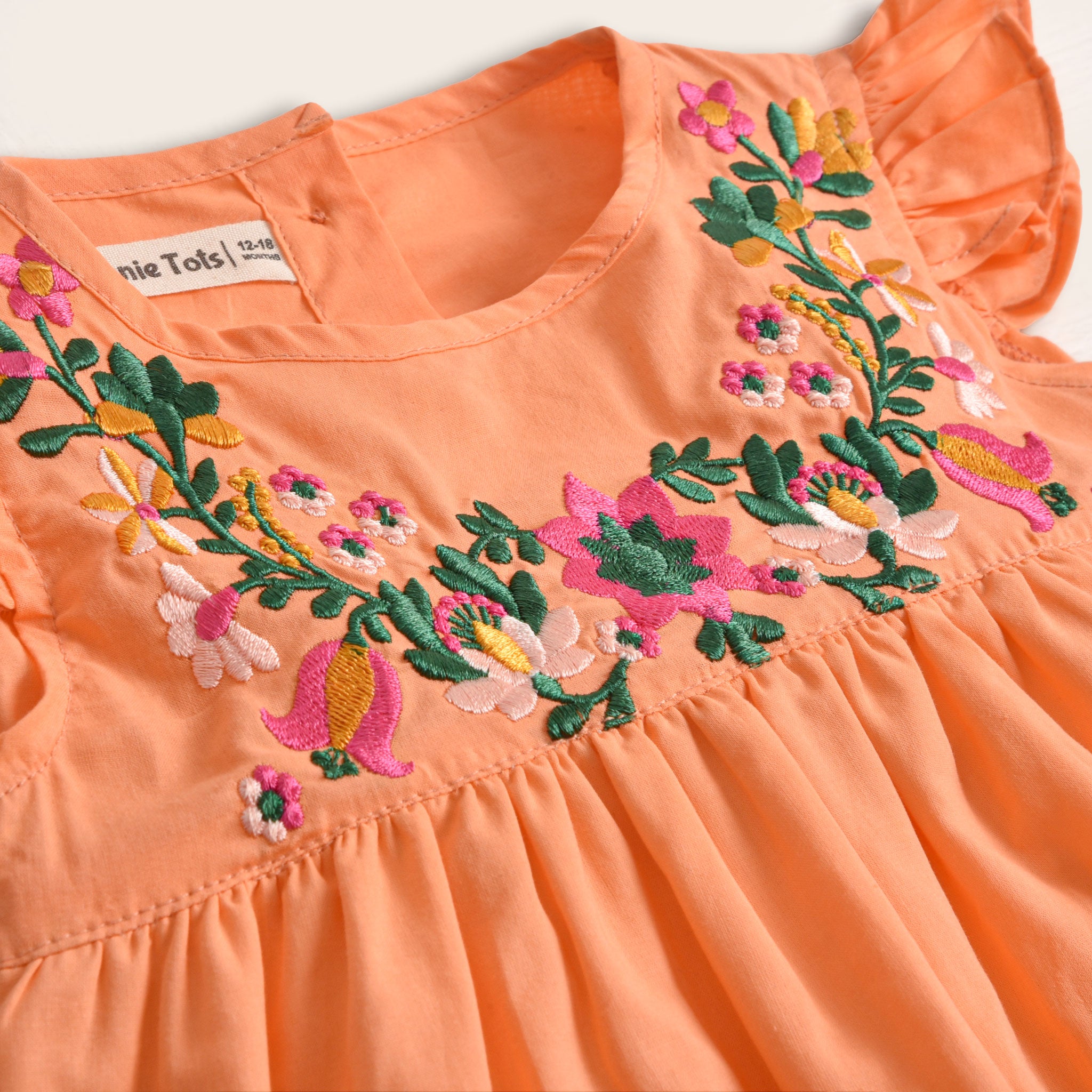 Orange Embroidered Frock