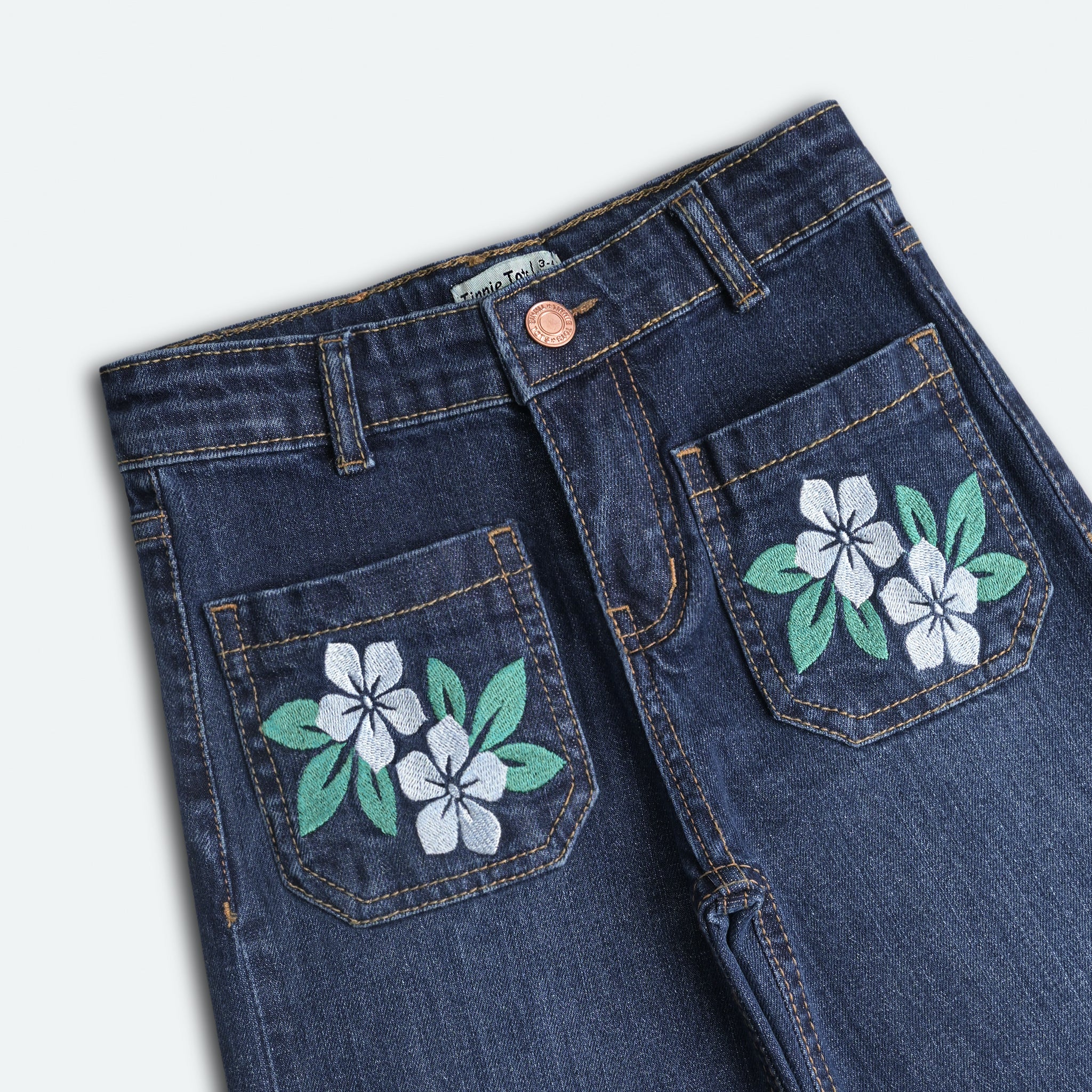 Floral Embroidered Flared Jeans