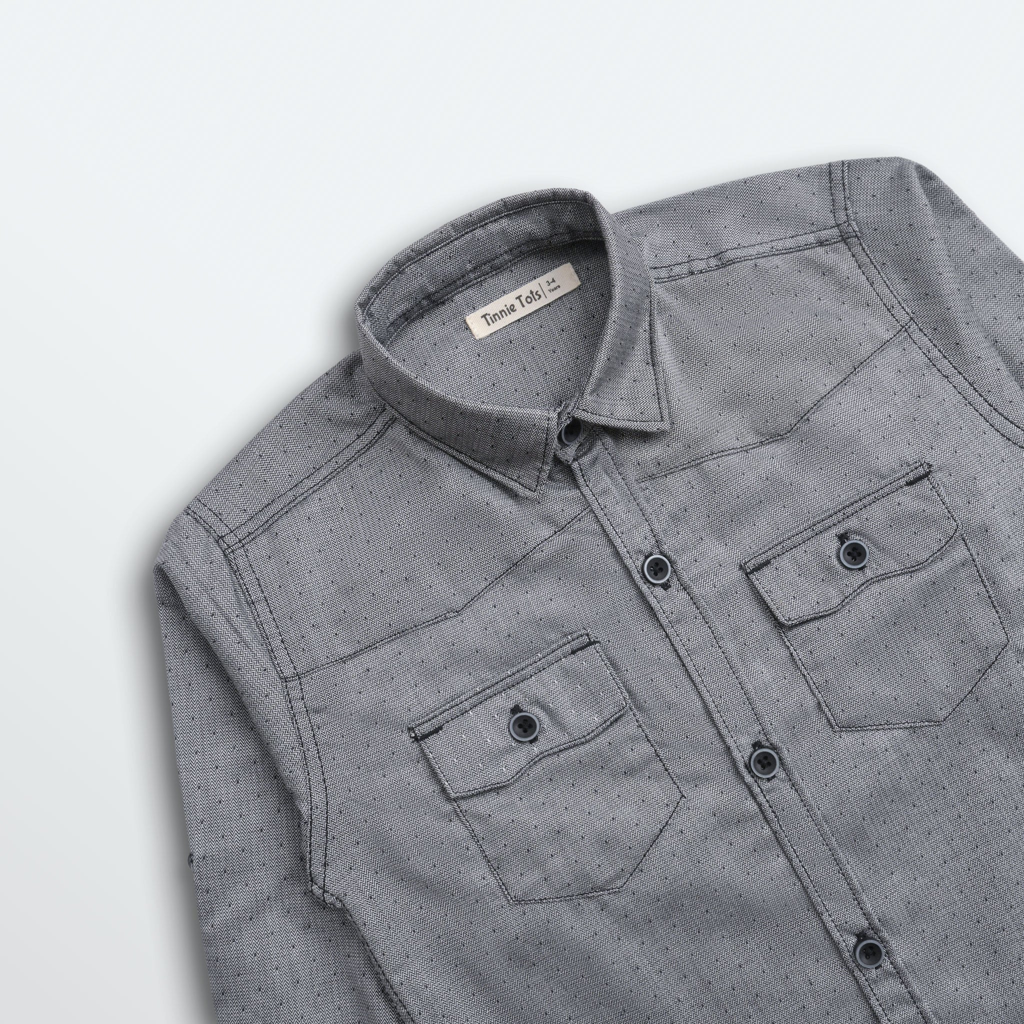 Grey Doted Full Sleeves Shirt