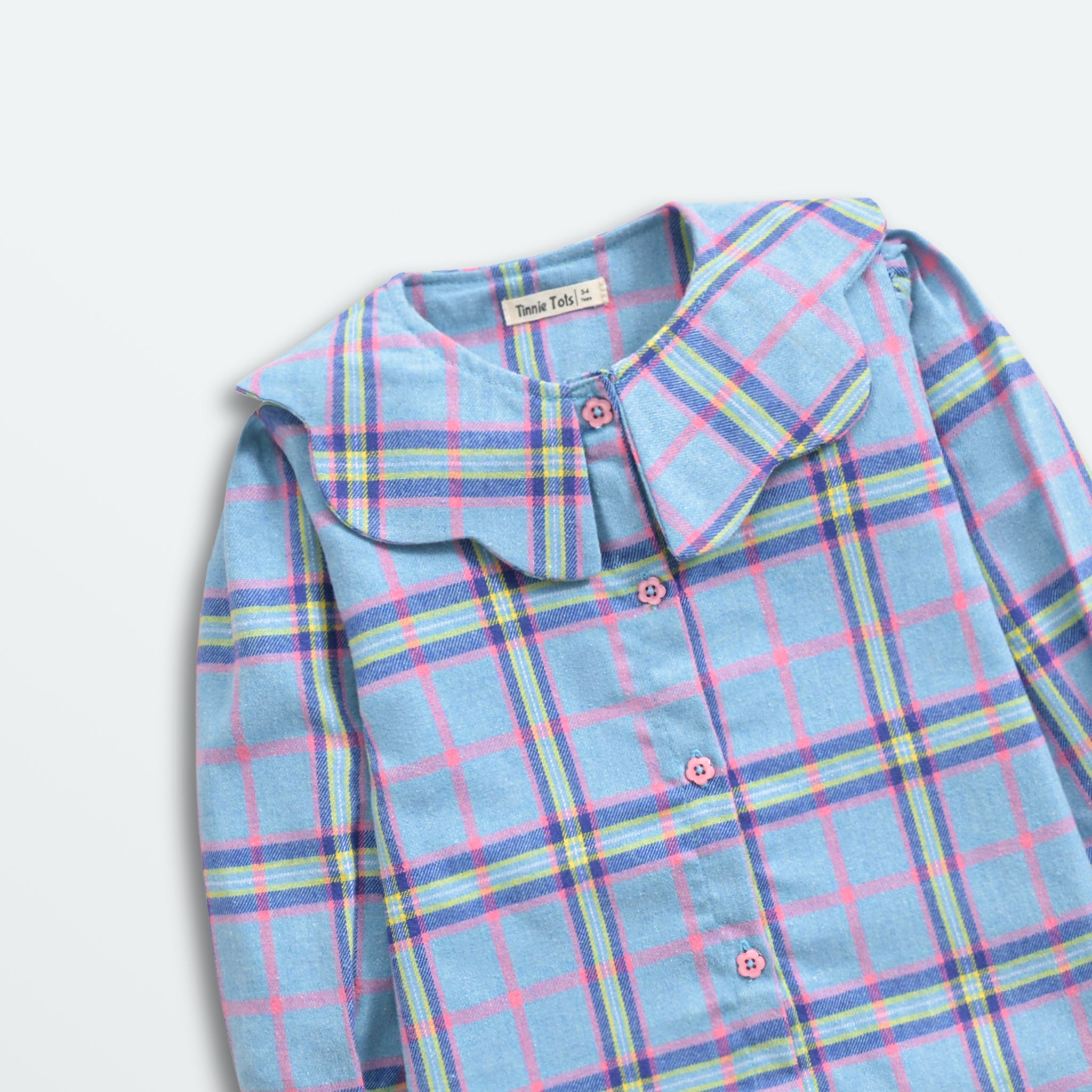 Sky Checkered Flannel Top