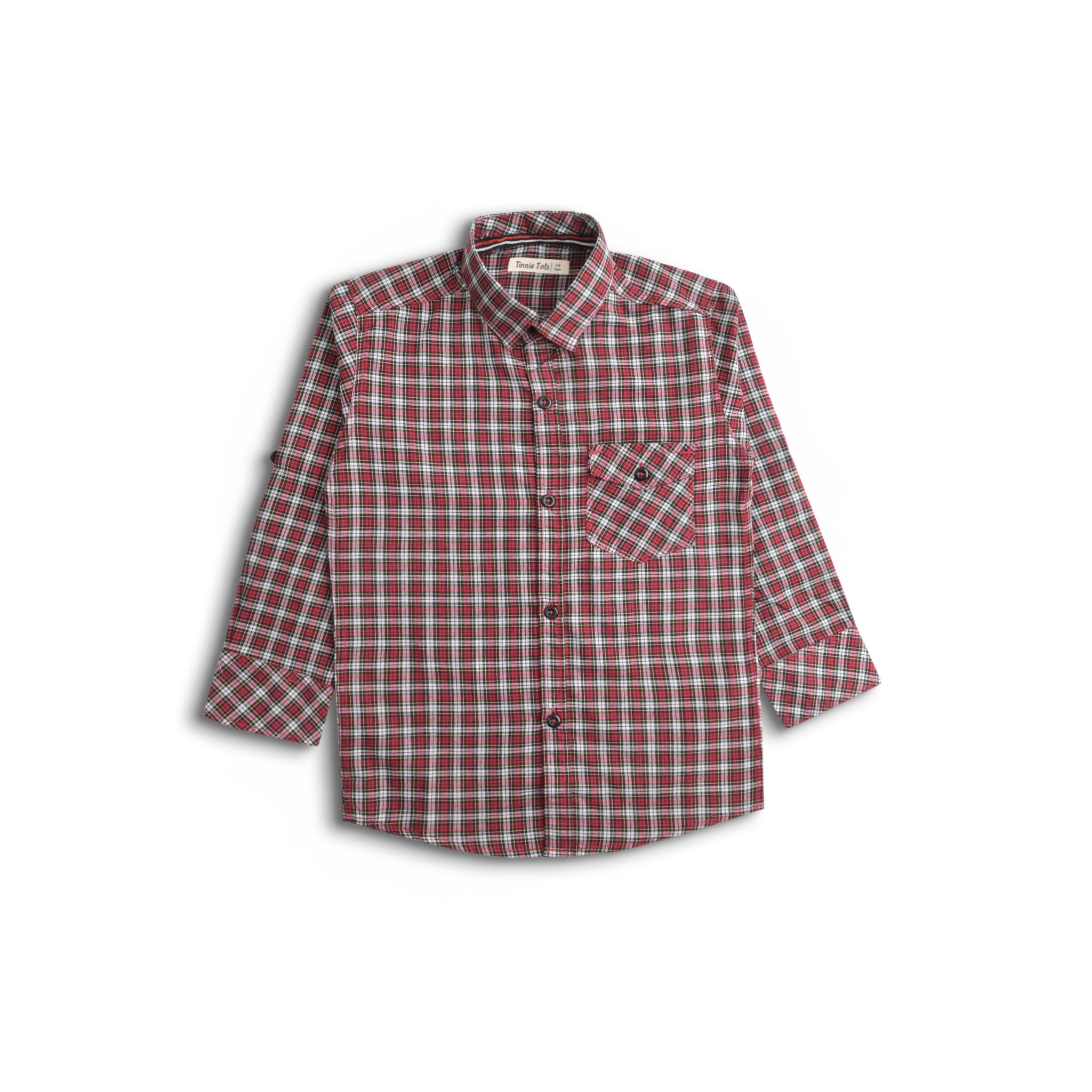 Maroon & Grey Checkered Casual Shirt
