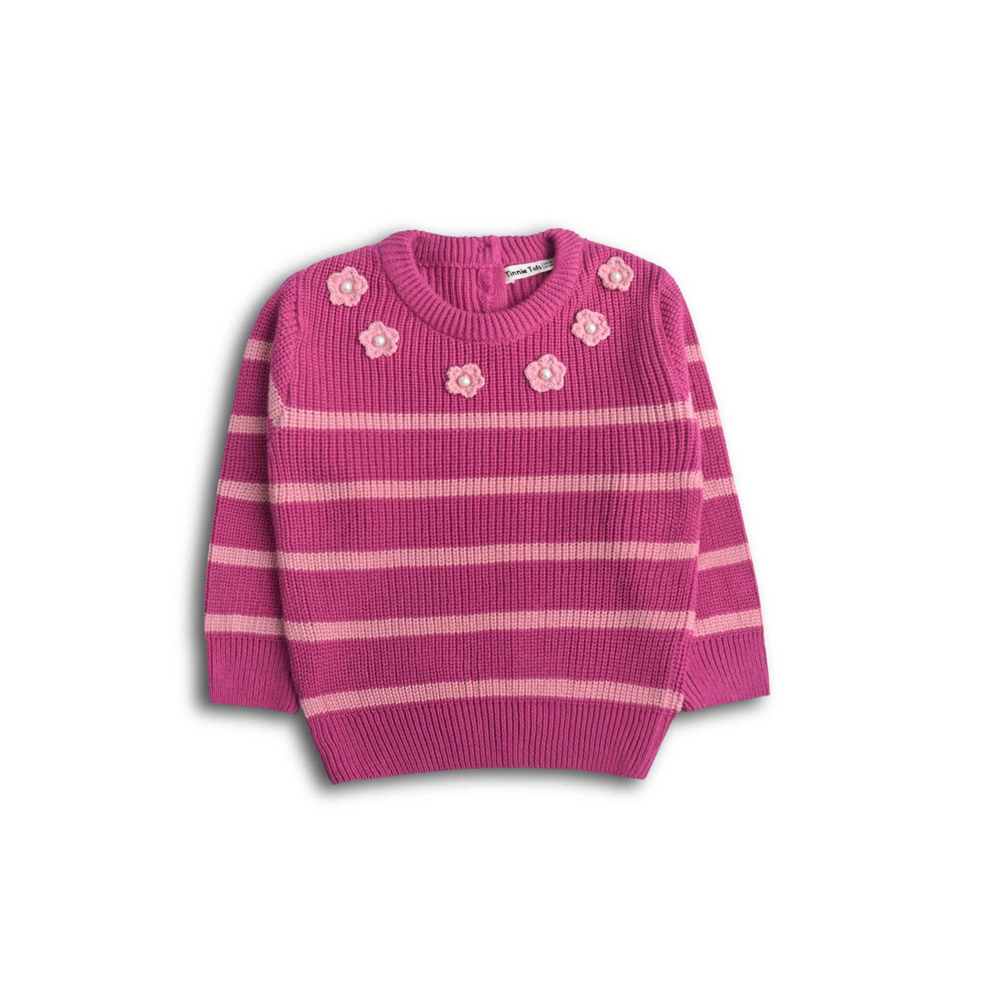 Floral Pink Crochet Sweater Set (2pc)