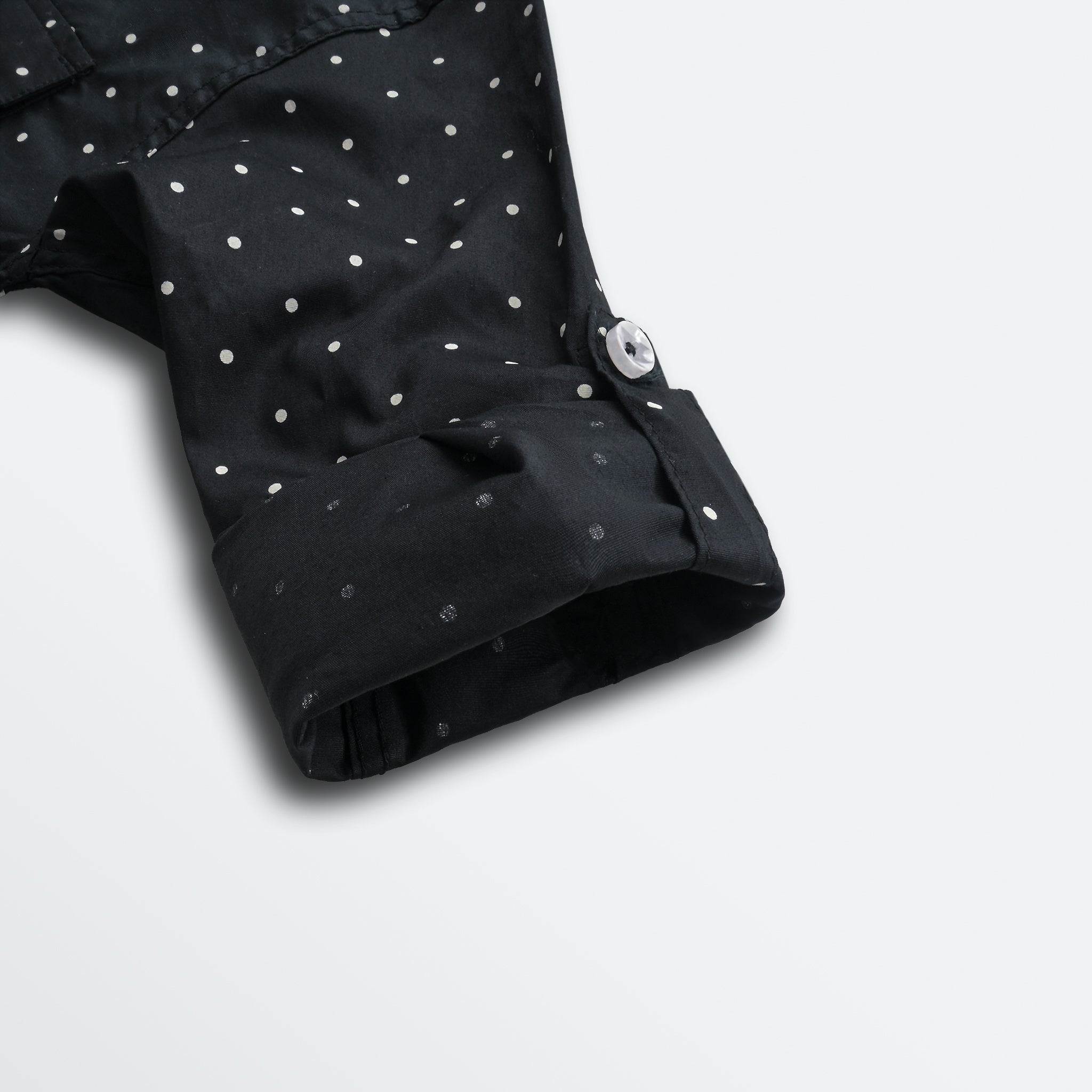 Jet Black Doted Full Sleeves Shirt