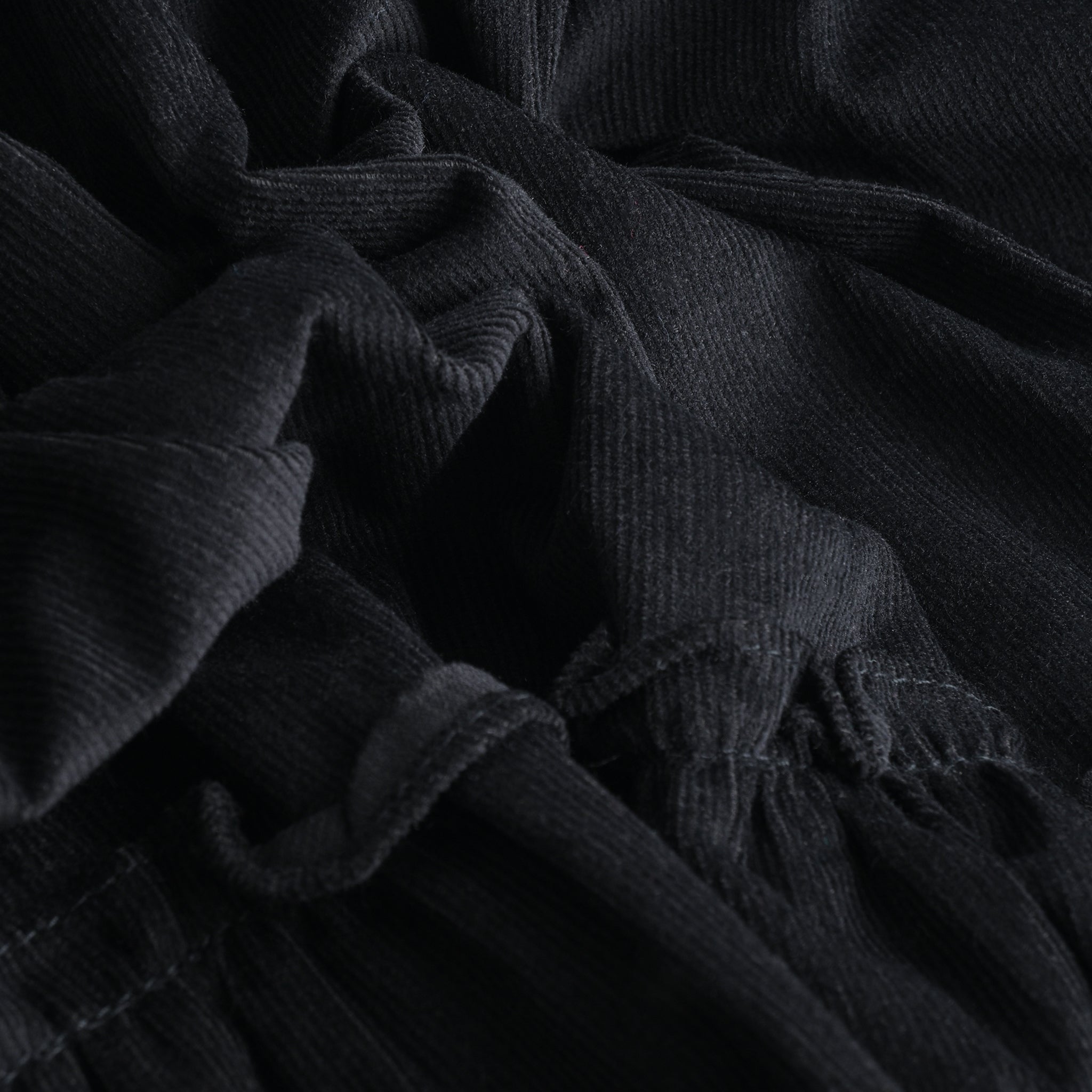 Floral Collar Black Corduroy Dress