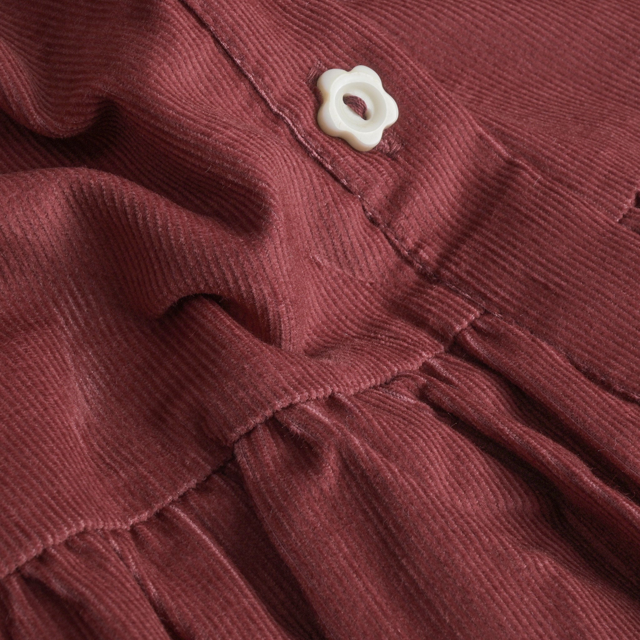 Floral Ruffle Corduroy Dress