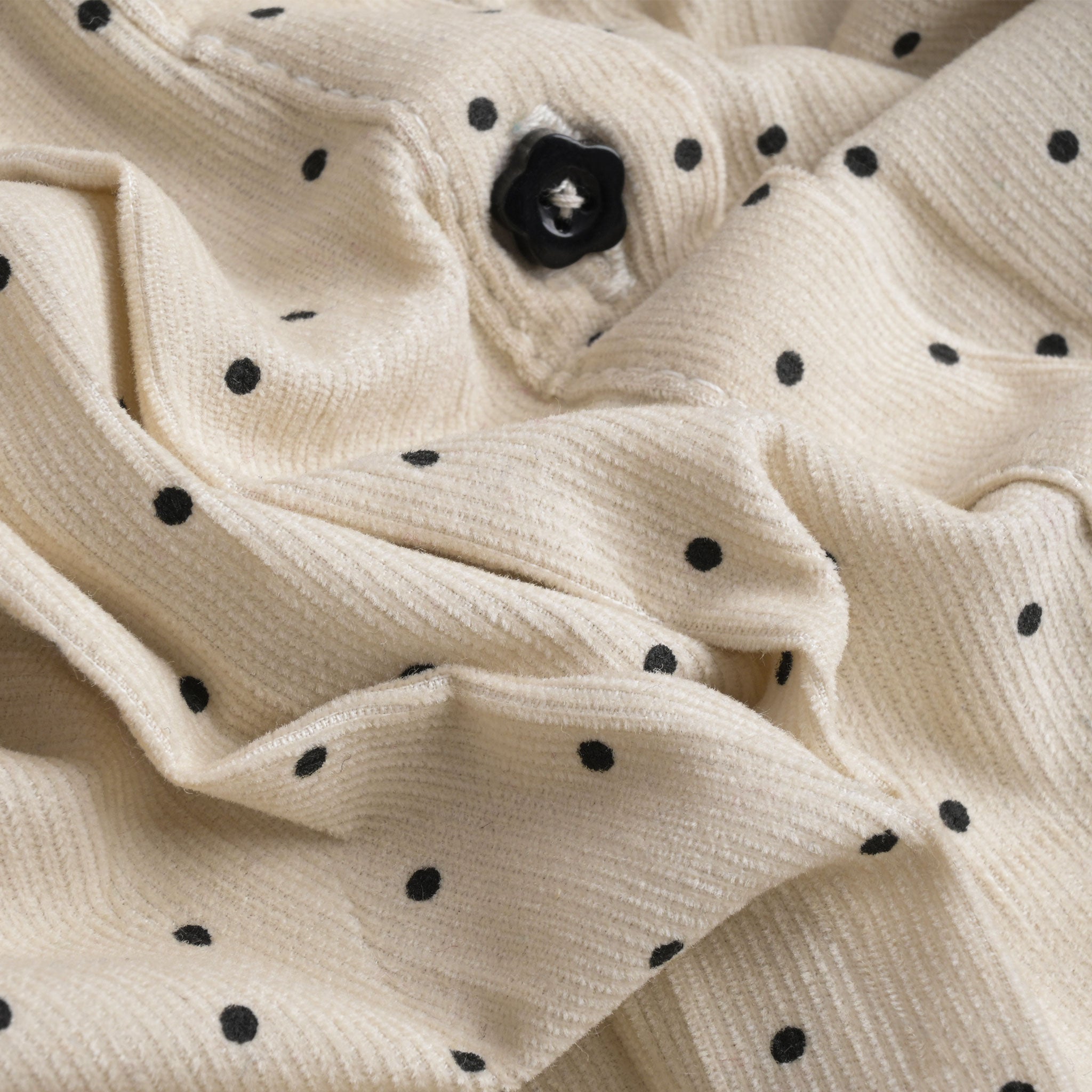 Polka Dots Lace detail Corduroy Dress