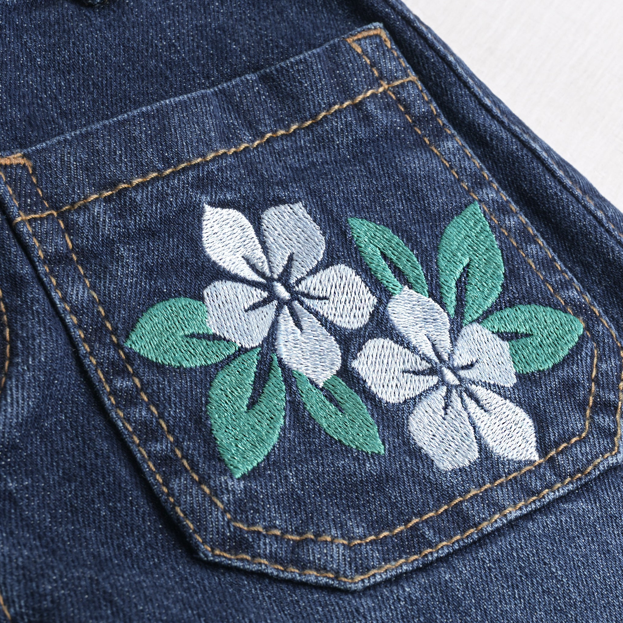 Floral Embroidered Flared Jeans