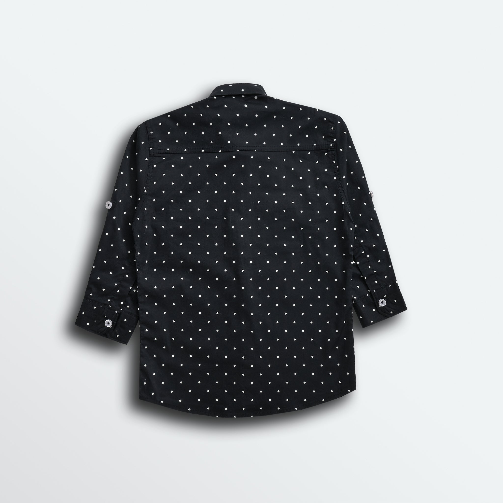 Jet Black Doted Full Sleeves Shirt