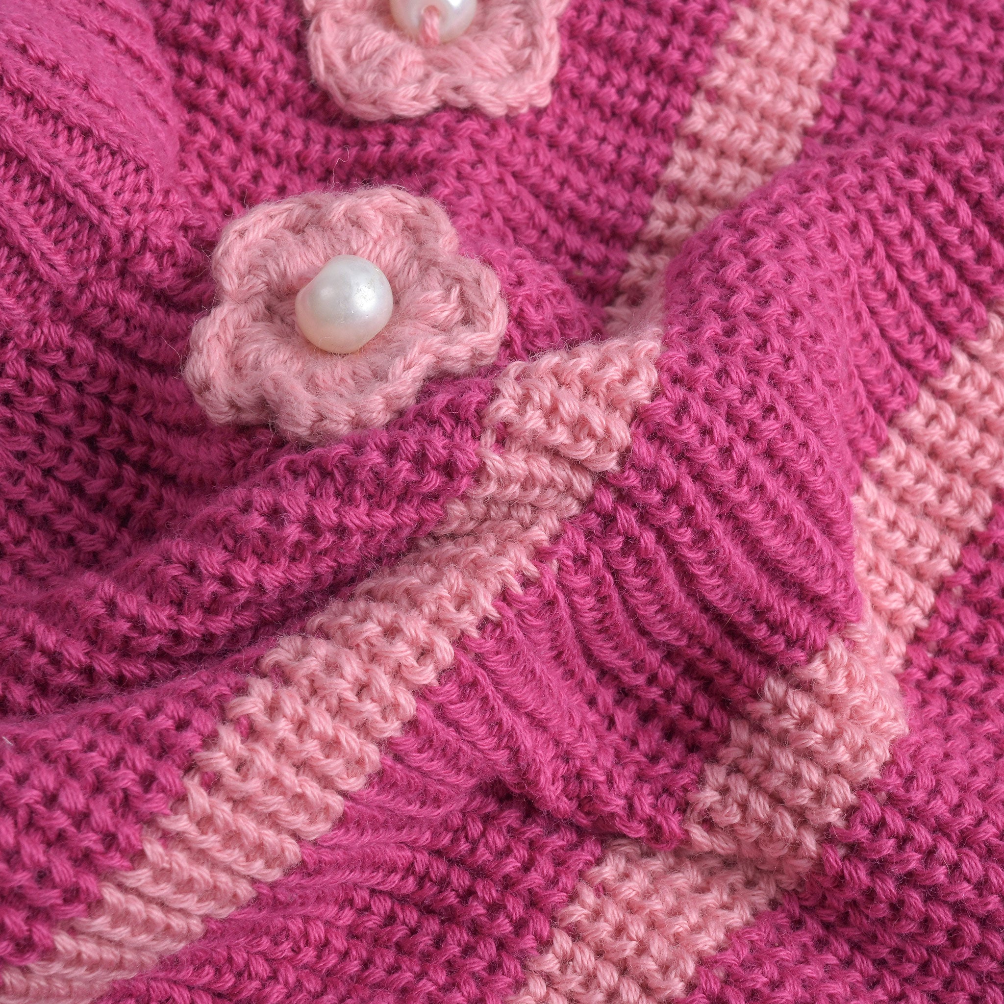 Floral Pink Crochet Sweater Set (2pc)