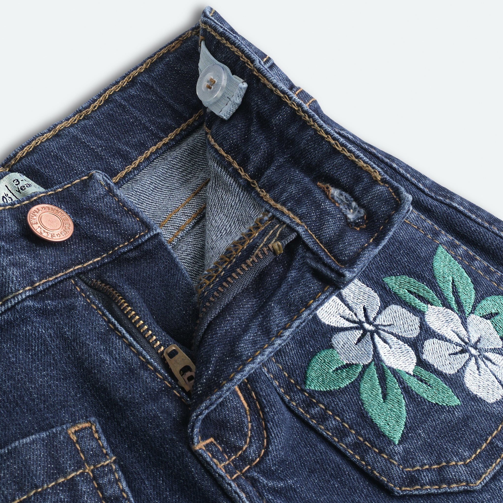 Floral Embroidered Flared Jeans