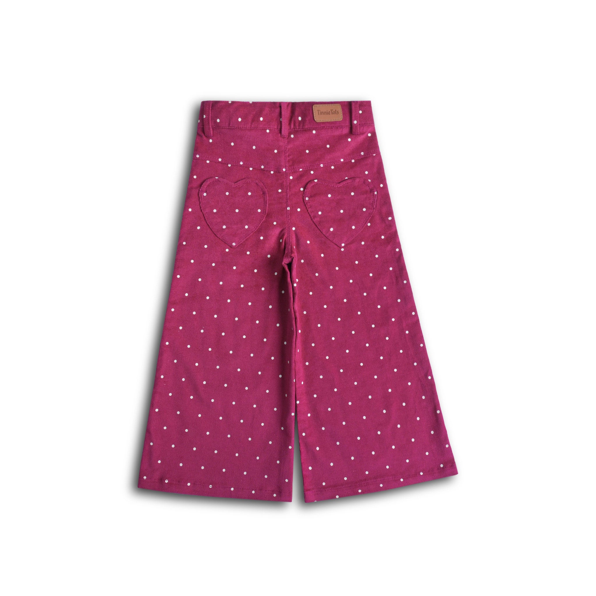 Pink Polka Corduroy Flared Pants