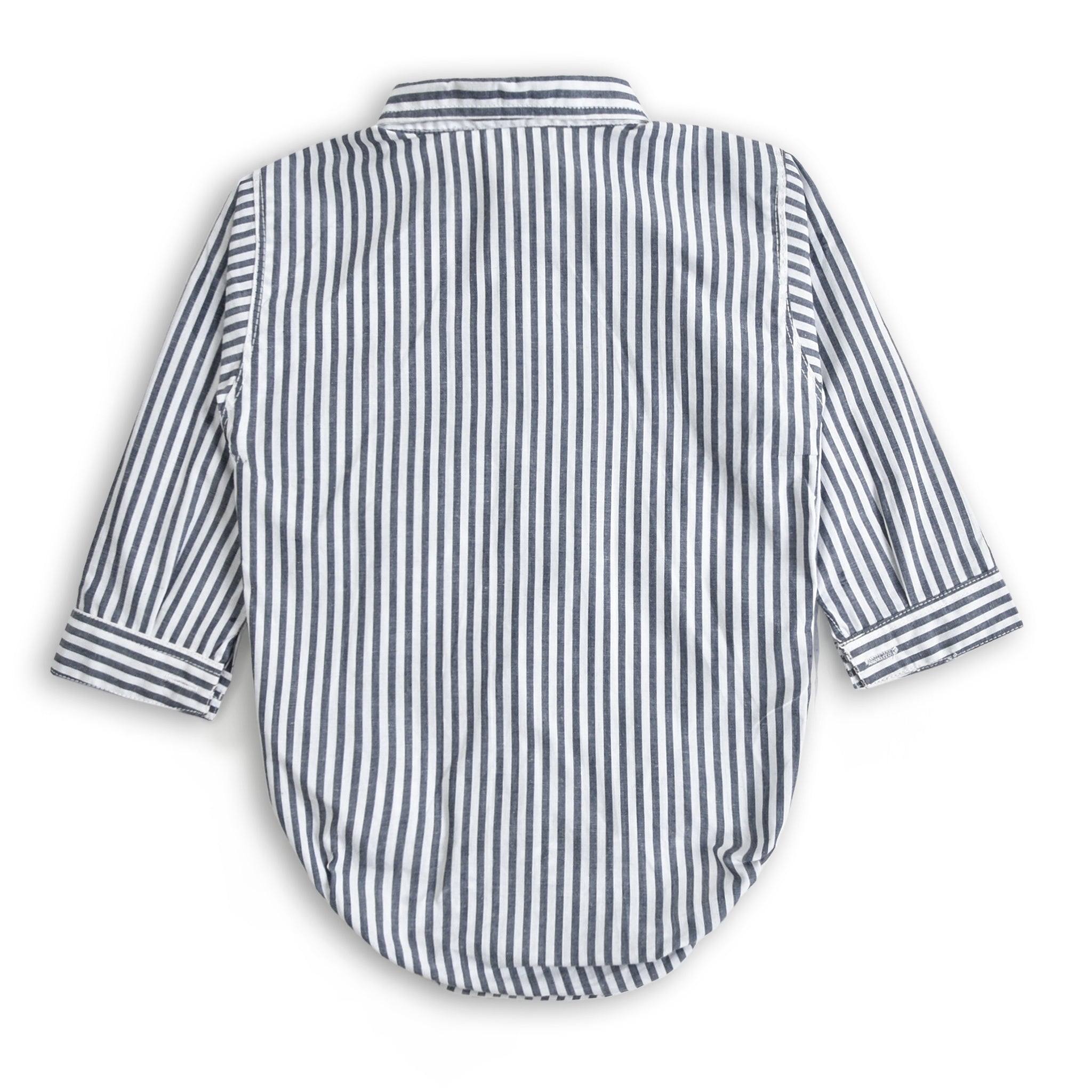 Grey Striped Romper Shirt