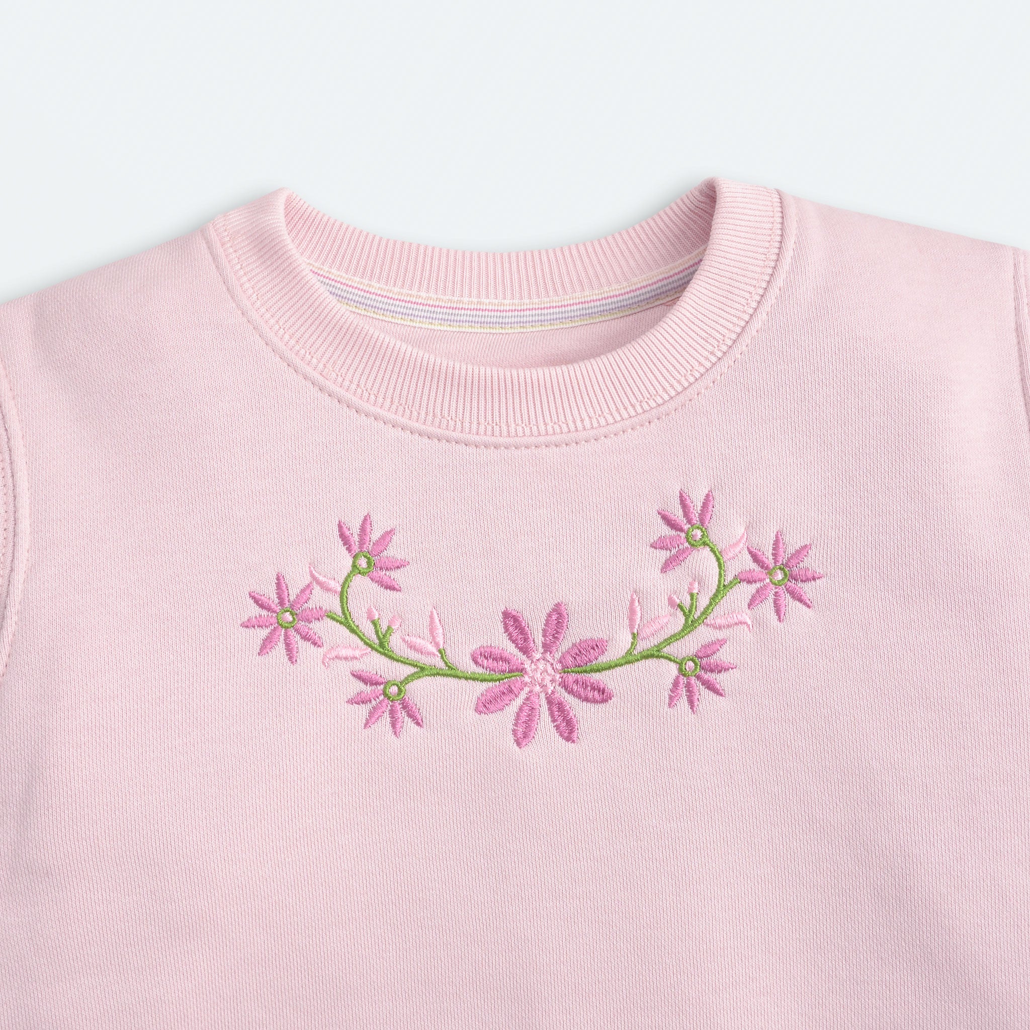 Pastel Pink Embroidered Sweatshirt