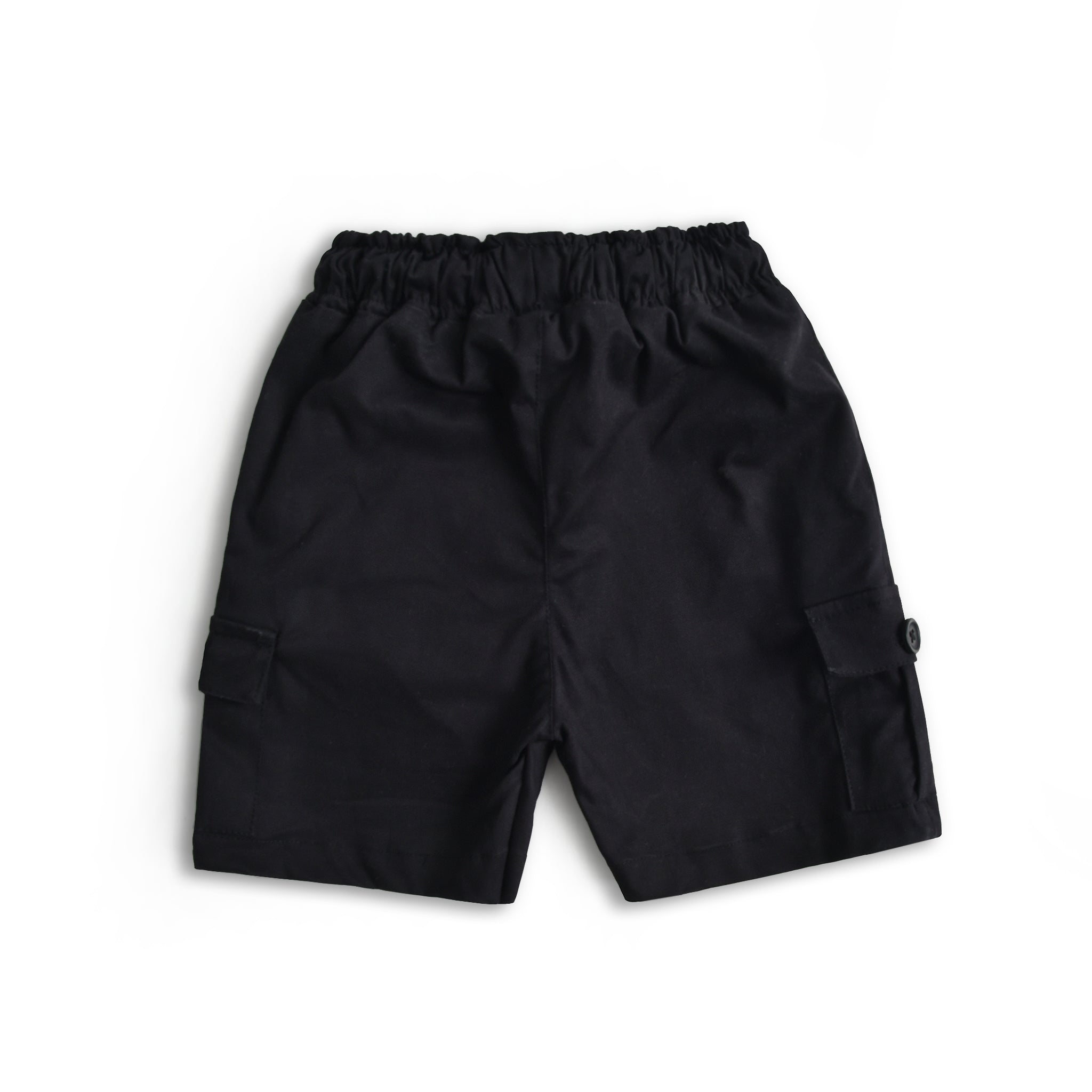 Black Cotton Cargo Shorts